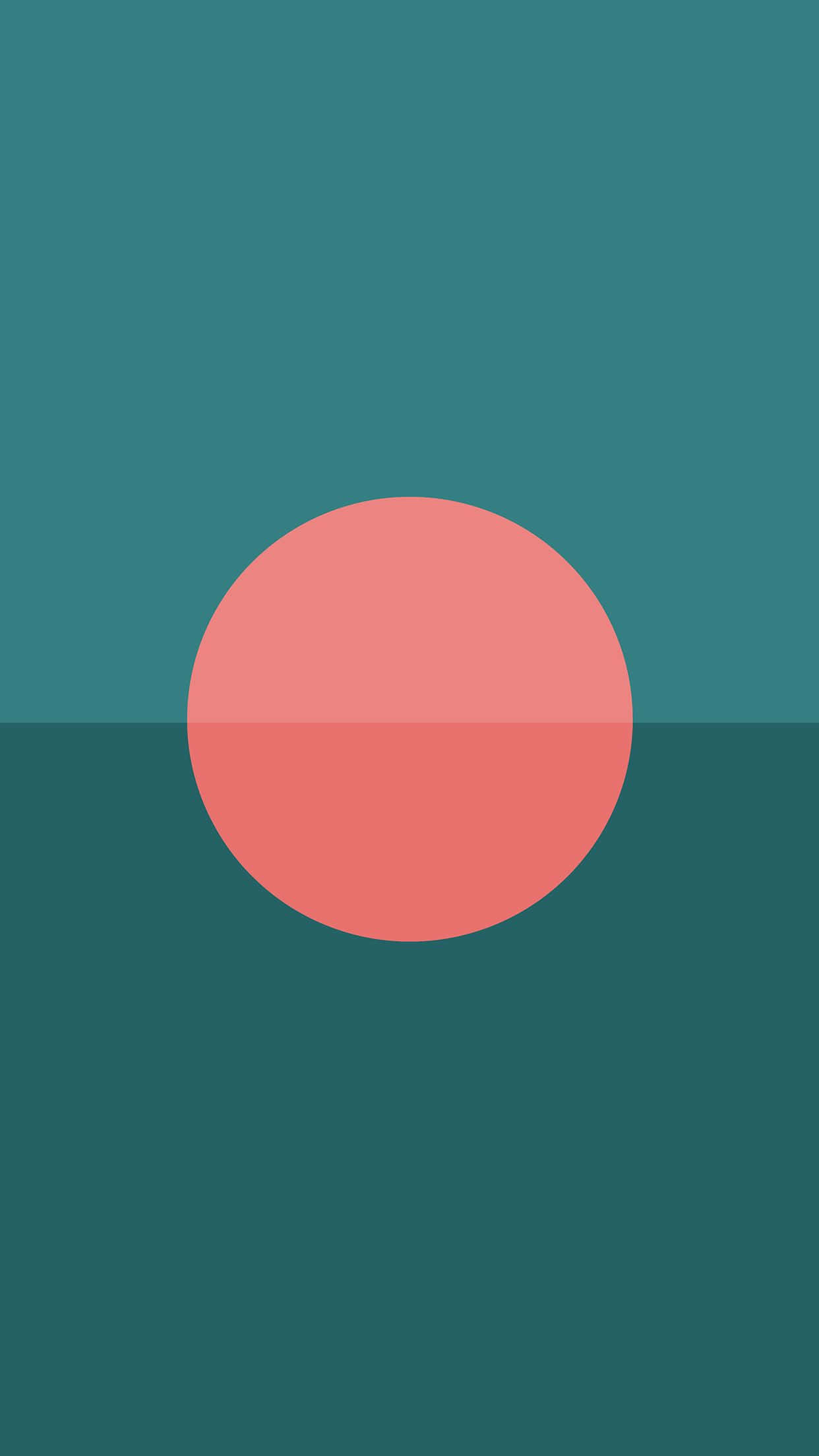minimalist pattern, coral circle, teal background, Full HD Phone Wallpaper