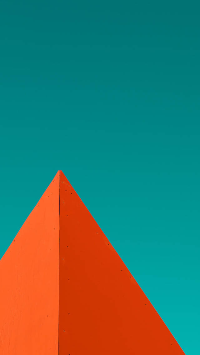 pyramid, orange, teal, SD Phone Wallpaper