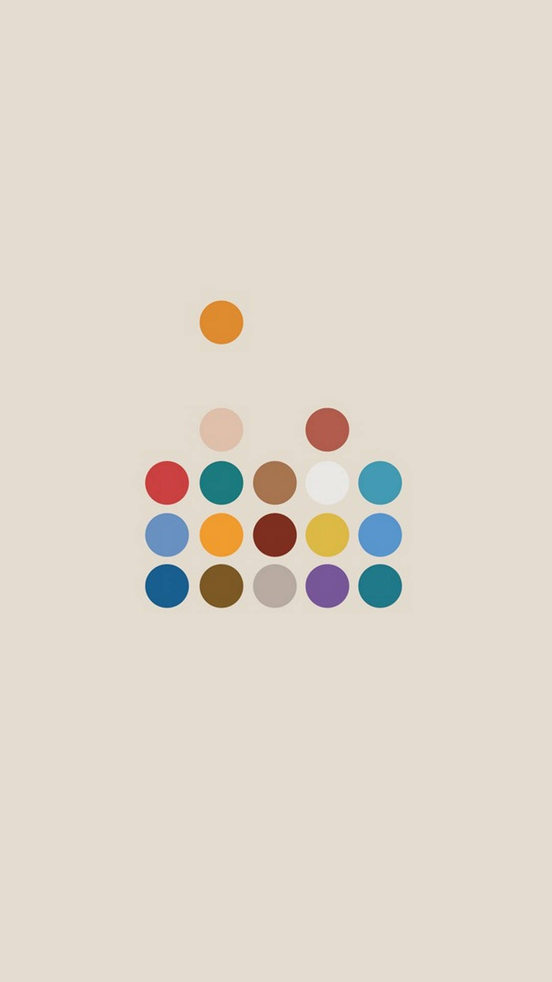 colored circles, minimalist arrangement, staggered pattern, Full HD Phone Wallpaper
