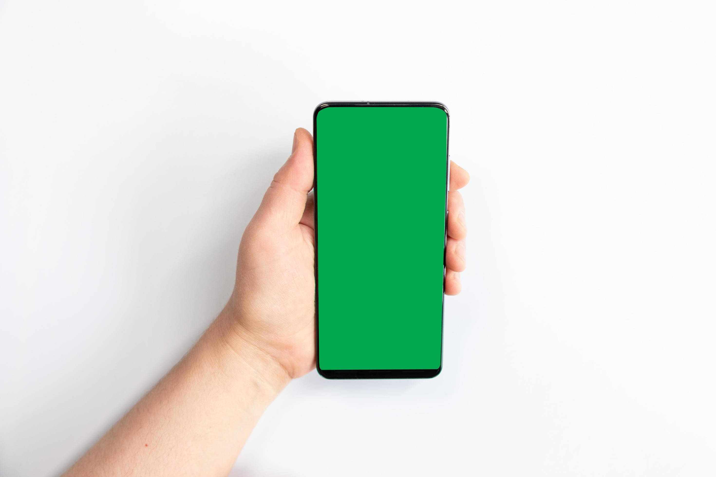 green screen, smartphone, clean white background, 2K Desktop Wallpaper