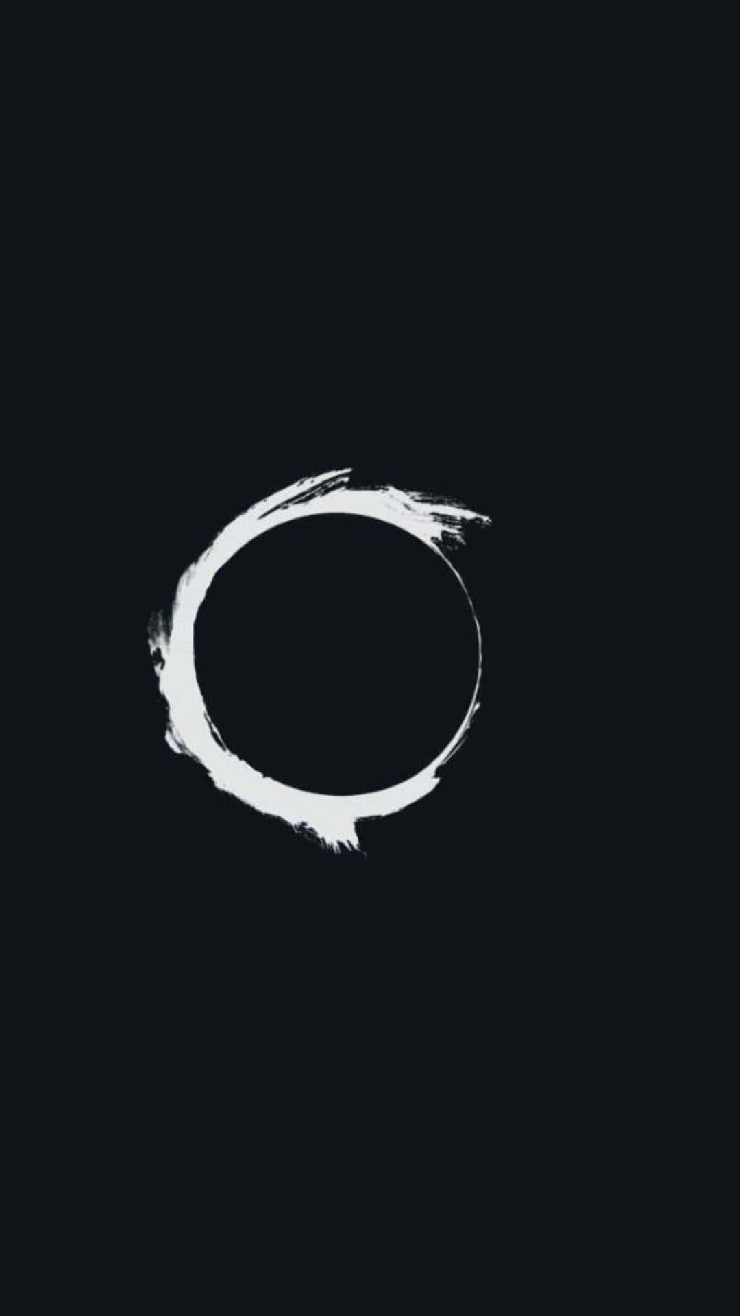 white circle, black background, textured edges, Full HD Phone Wallpaper