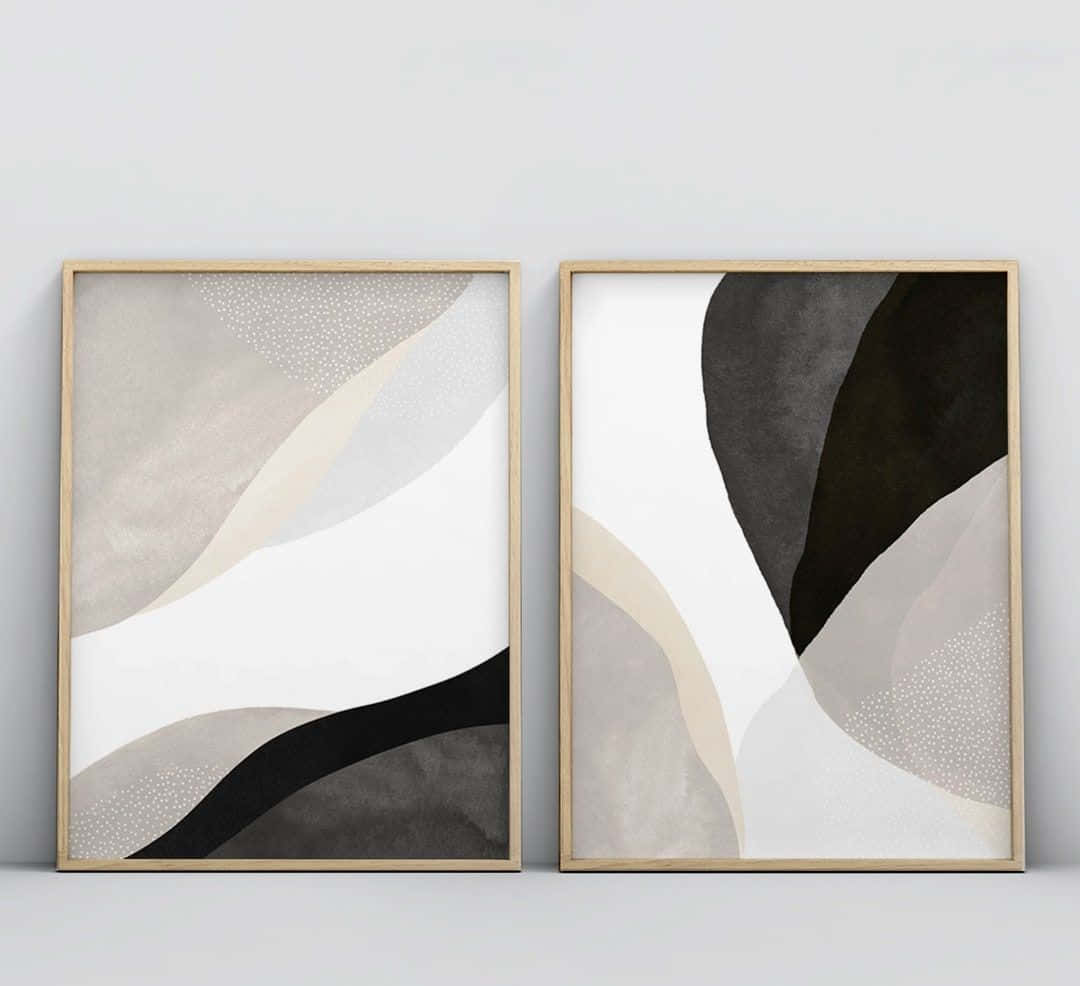 modern minimalist art, geometric shapes background, light wood frames, SD Desktop Wallpaper