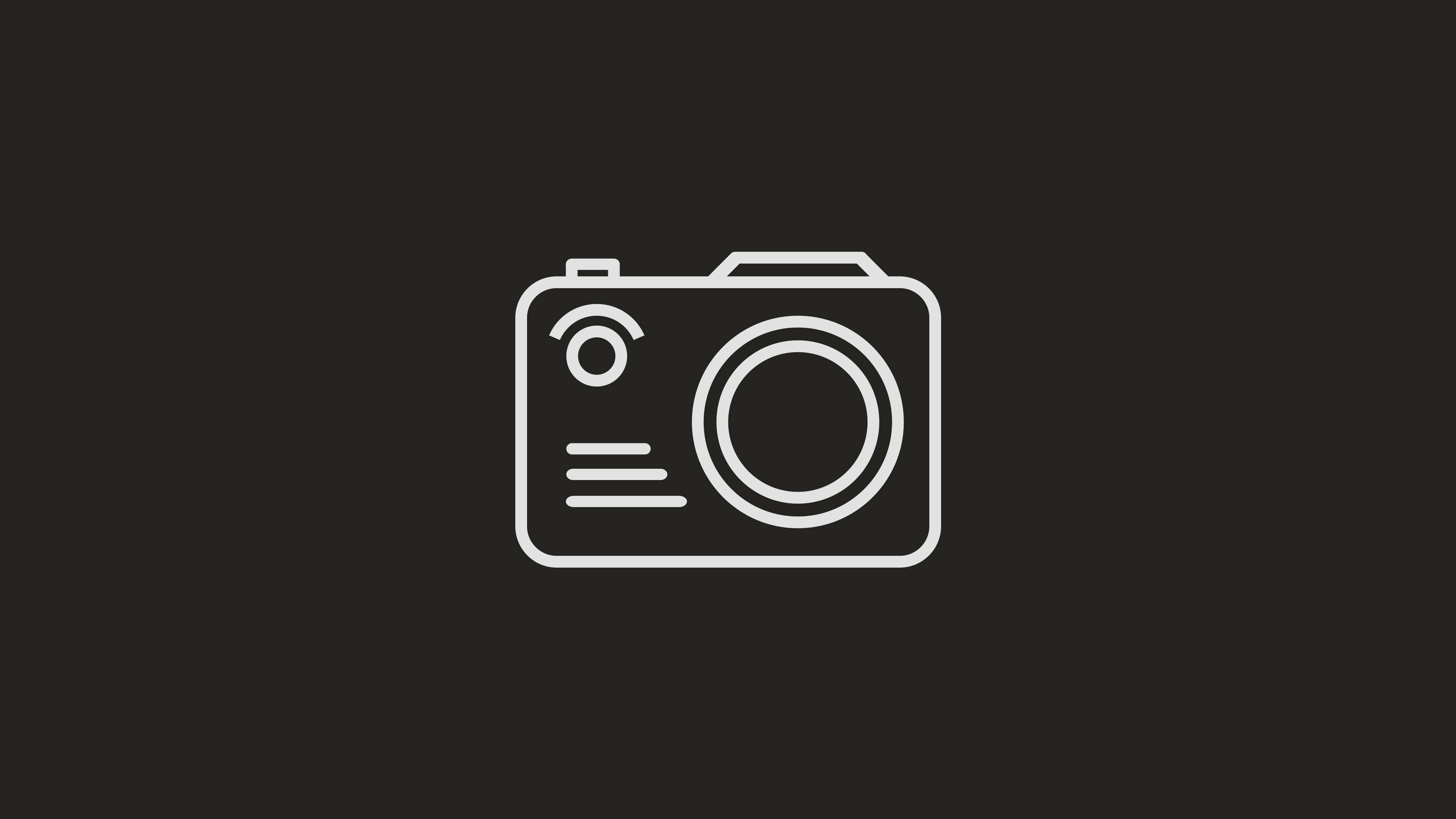minimalist camera icon, white line icon, camera, 4K Desktop Wallpaper
