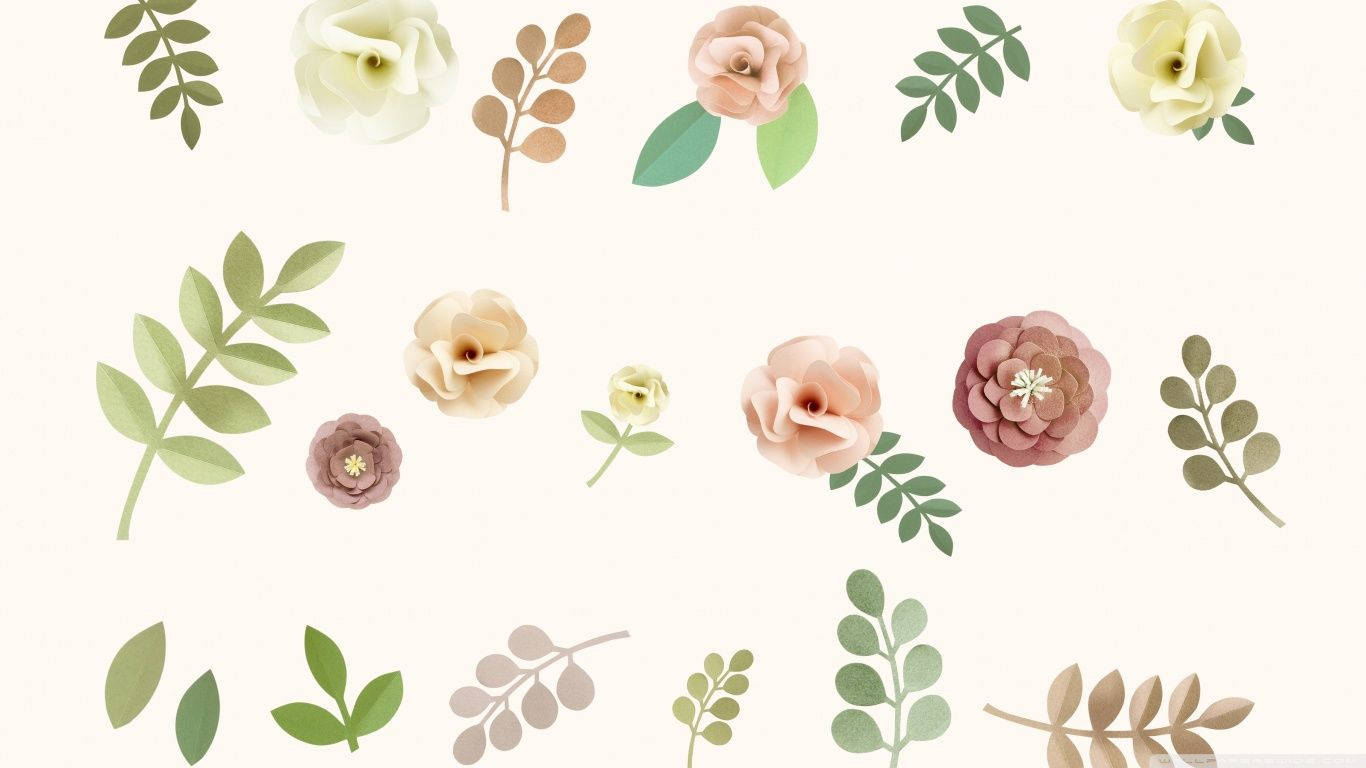 minimalist flower computer, flower graphic, paper-cut flowers, HD Desktop Wallpaper