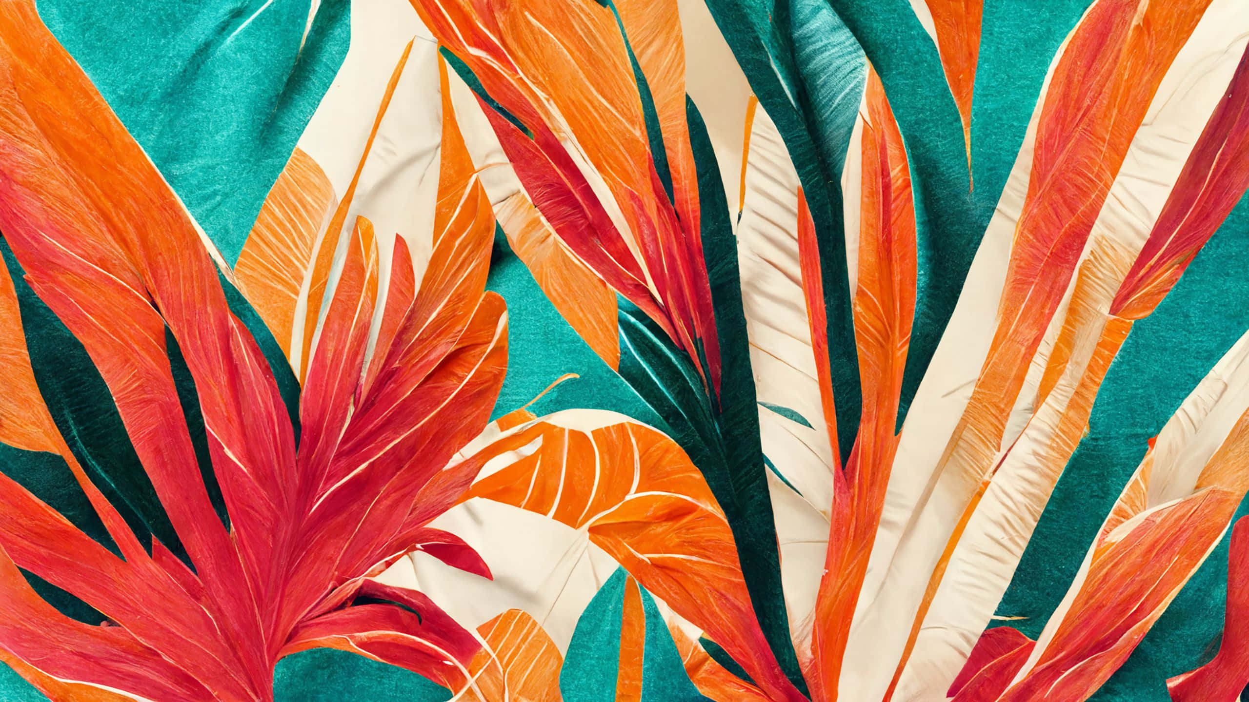 plant aesthetic desktop, tropical leaves, fiery orange, 2K Desktop Wallpaper