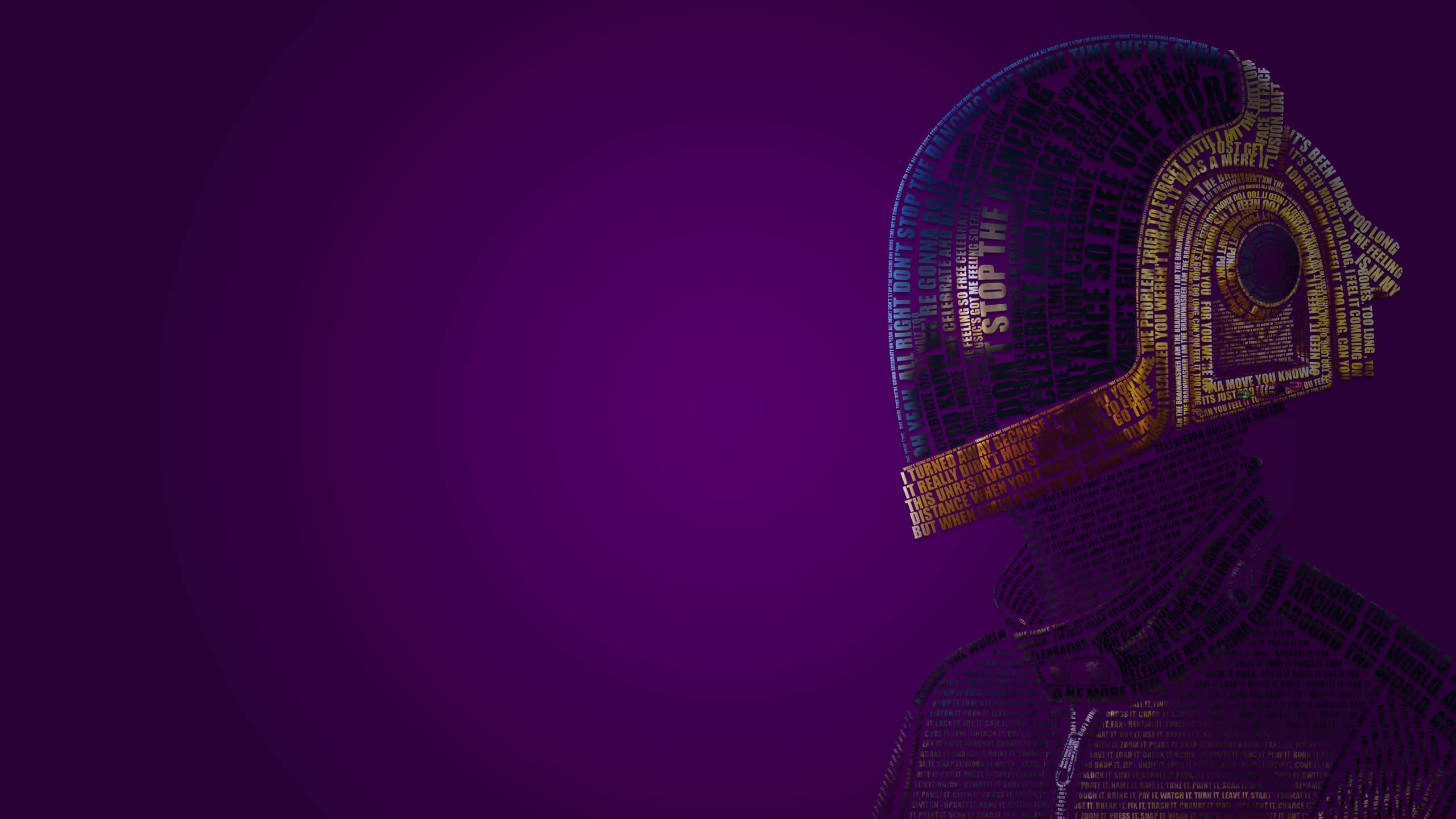 minimalist purple, glowing golden text, deep purple gradient background, 2K Desktop Wallpaper
