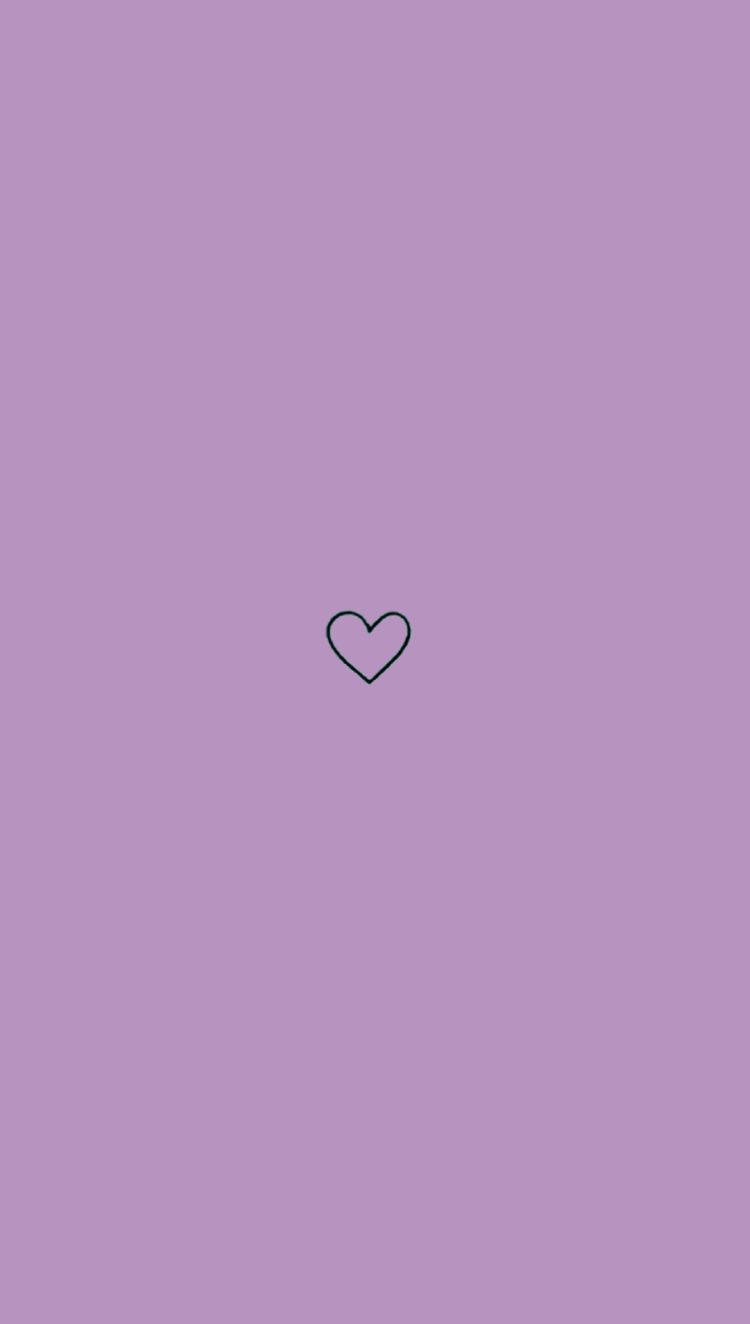minimalist black and purple aesthetic, soft lavender background, black outline heart, HD Phone Wallpaper