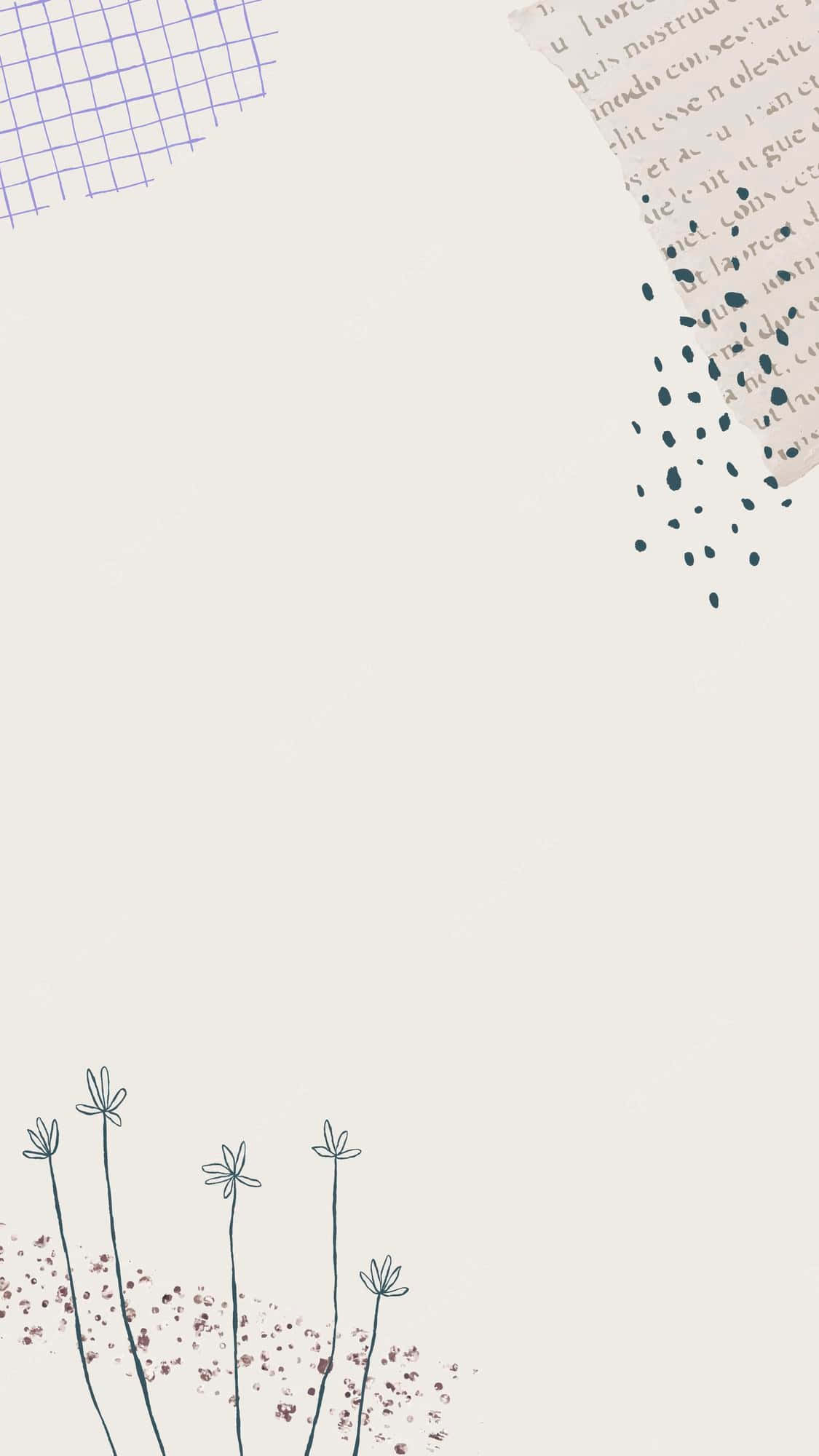 minimalist quote, line-drawn flowers, torn paper fragments, Full HD Phone Wallpaper