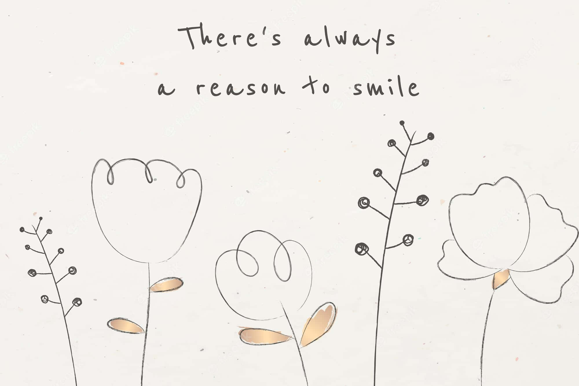 Minimalist Quote, gold accents, stylized flowers, Full HD Desktop Wallpaper