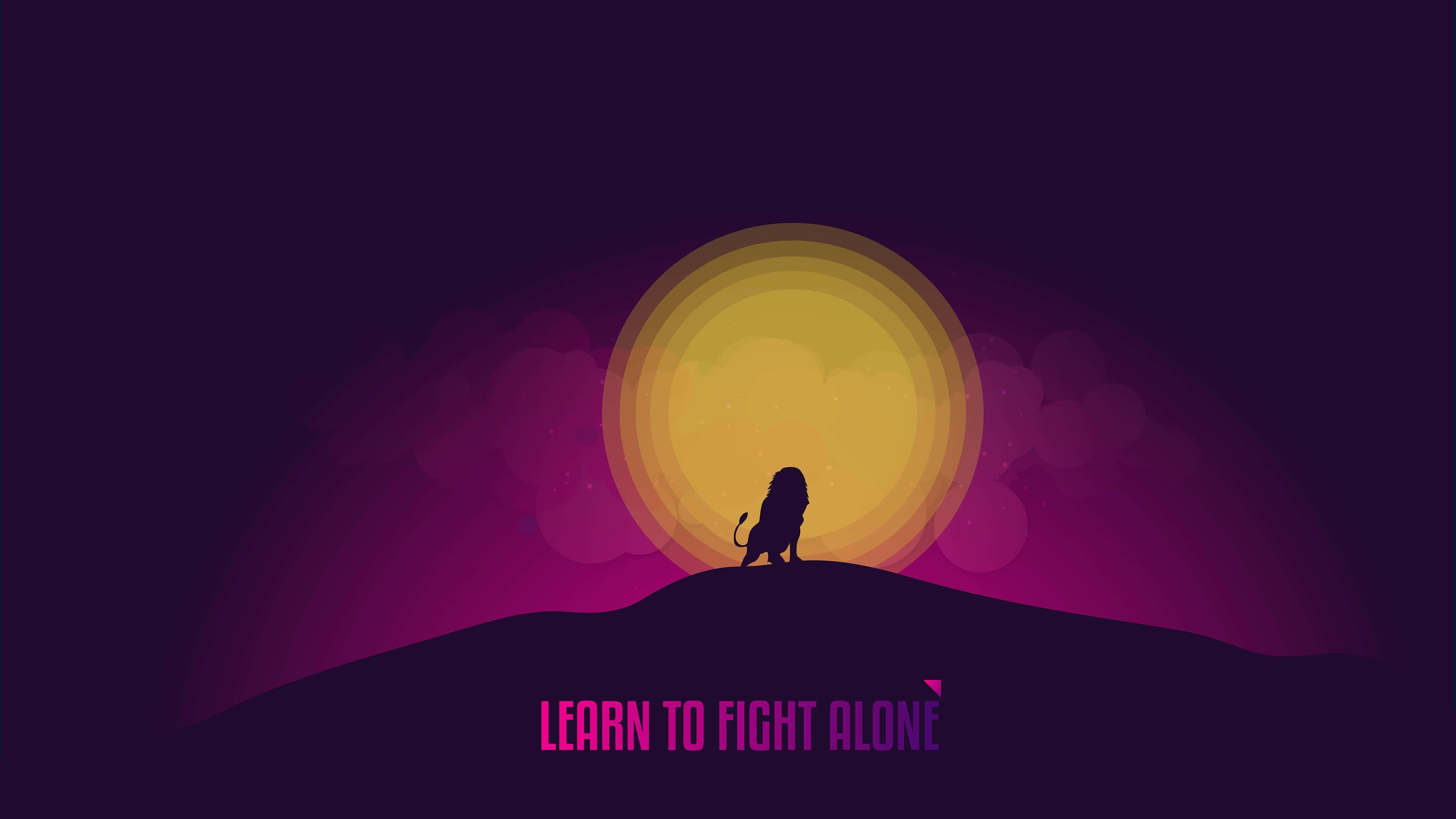 lion silhouette, hill, vibrant purple and yellow sunset, 4K Desktop Wallpaper