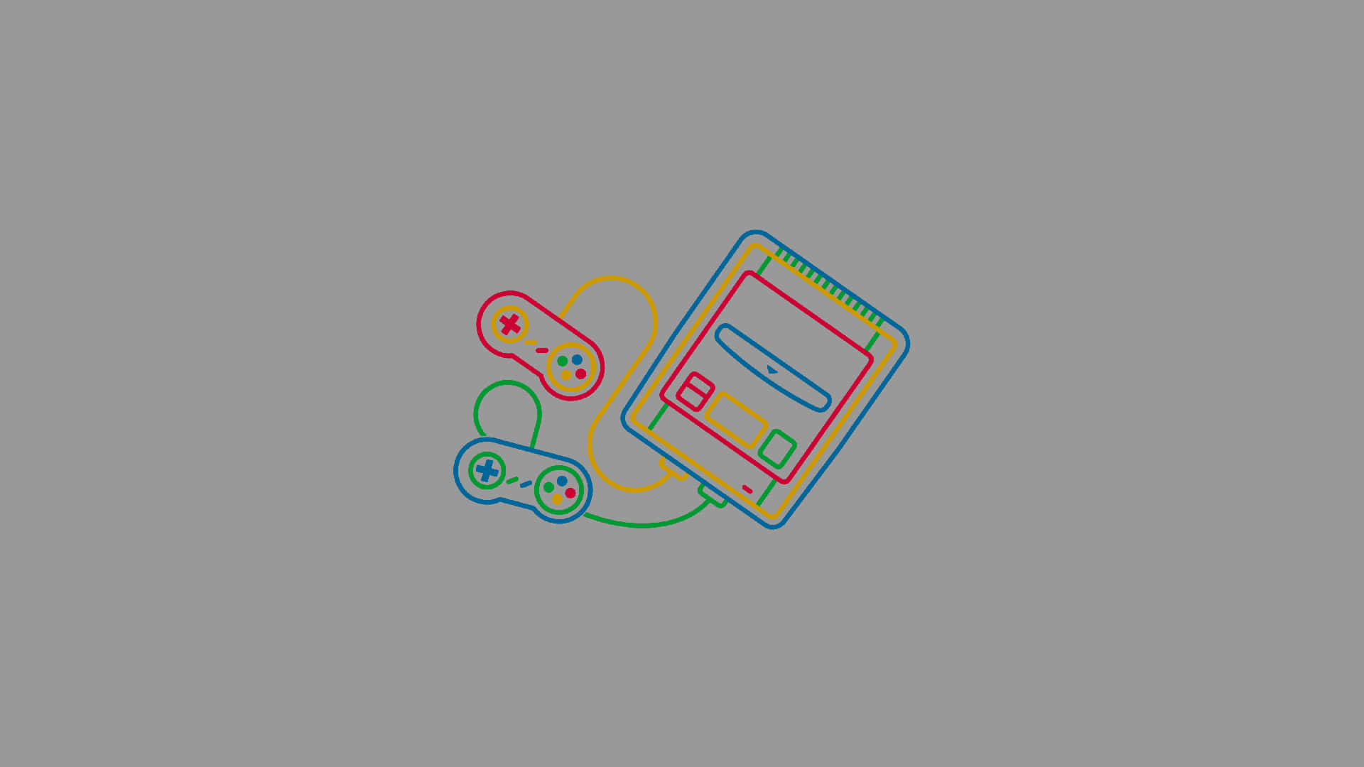 Minimalist Retro, classic game console, two controllers, Full HD Desktop Wallpaper