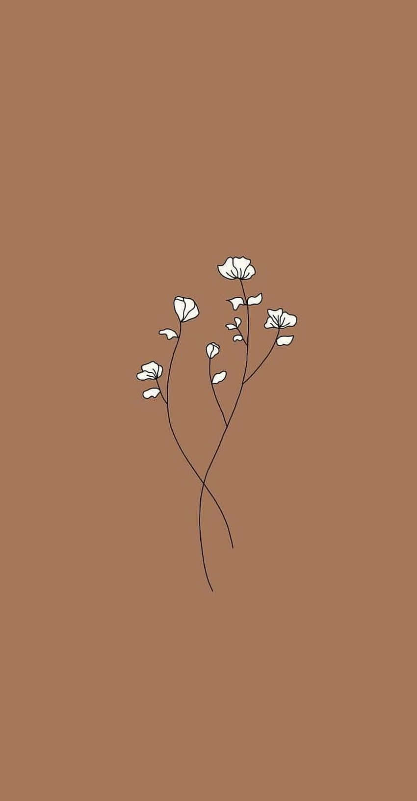 minimalist, retro, white flowers, HD Phone Wallpaper
