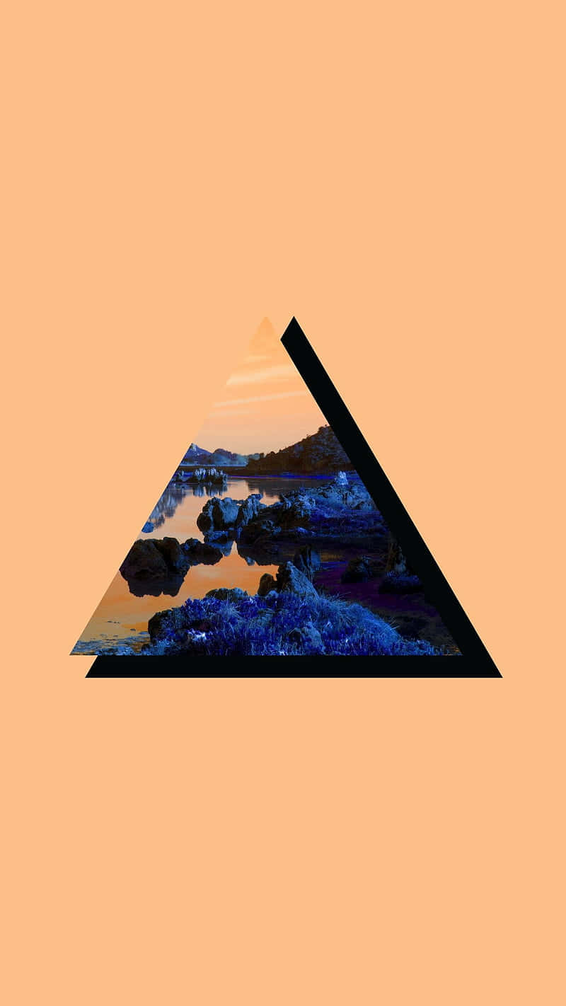 twilight lakeside scene, glowing blue rocks, orange sky, HD Phone Wallpaper