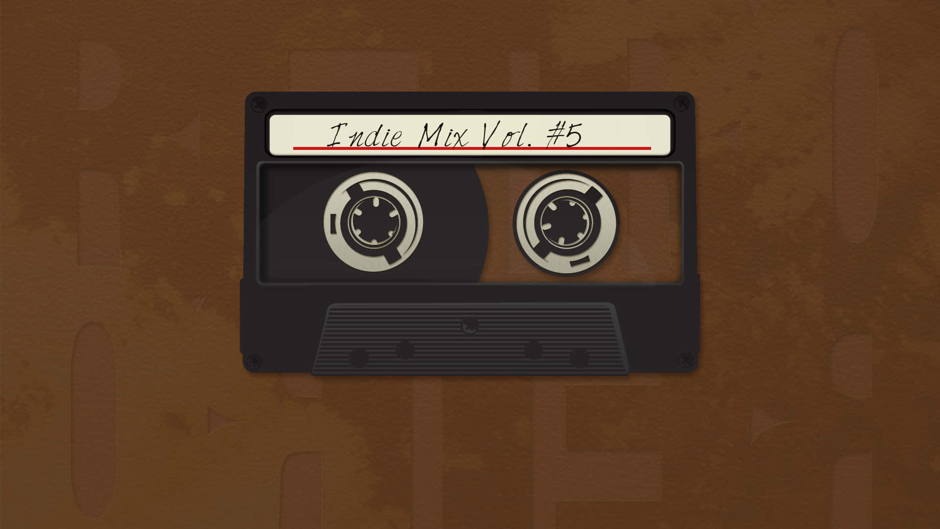 vintage black cassette tape, Indie Mix Vol #5, textured brown background, Full HD Desktop Wallpaper