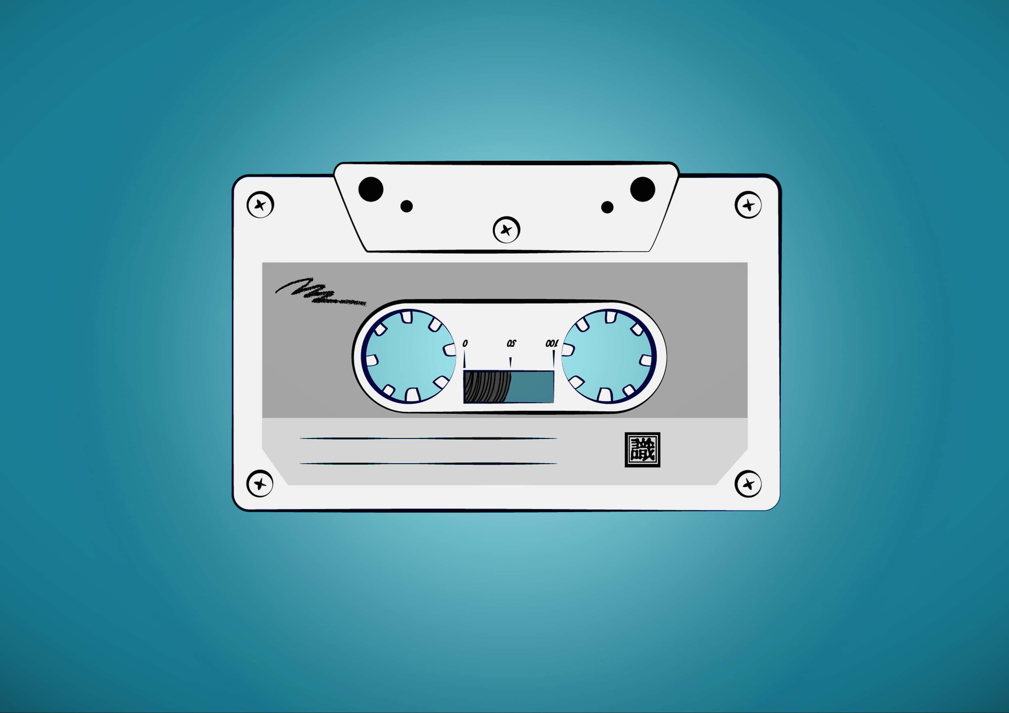 minimalist, vintage, white cassette tape, 2K Desktop Wallpaper