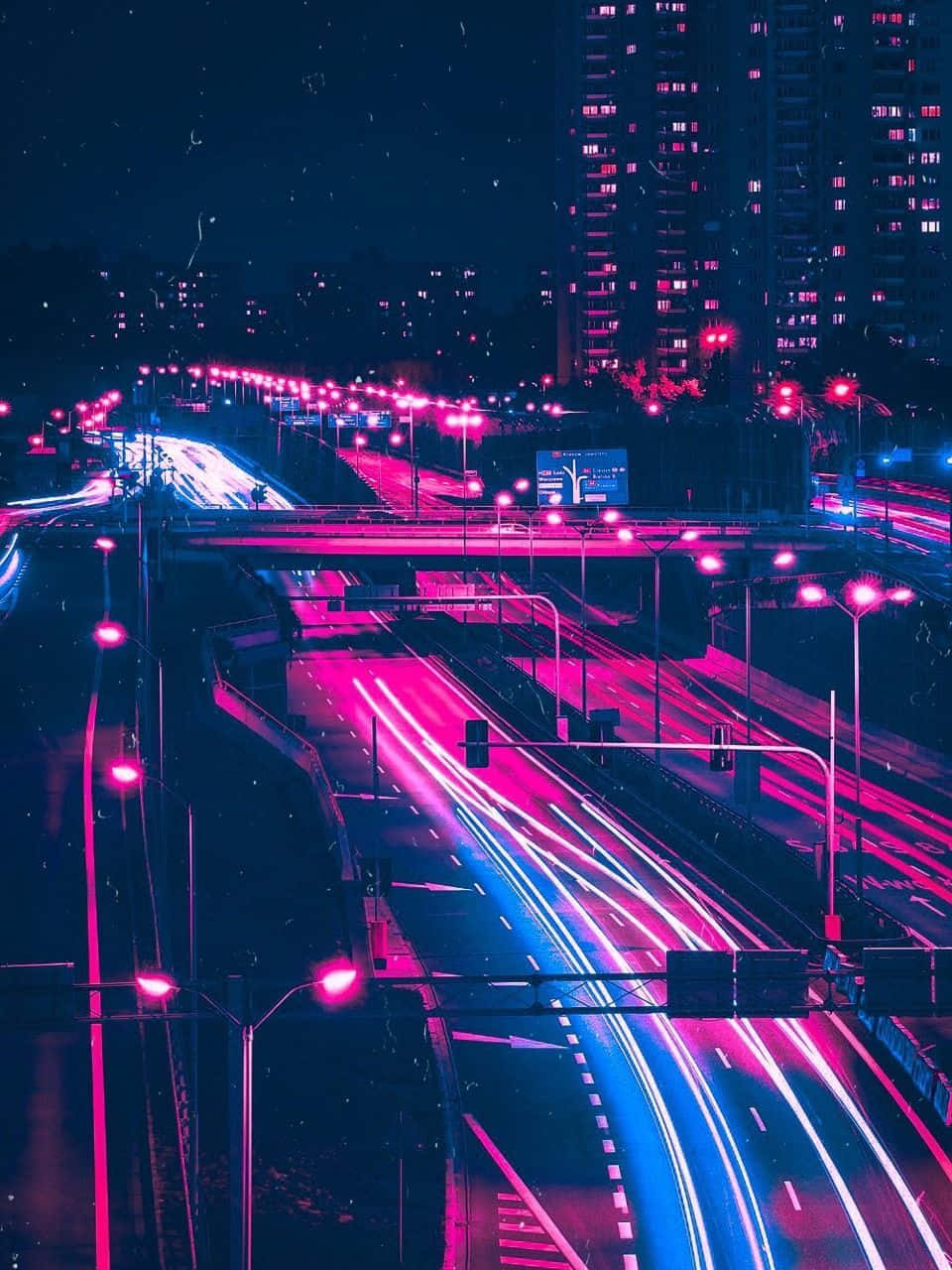 80s, neon-drenched urban highway, night, HD Phone Wallpaper