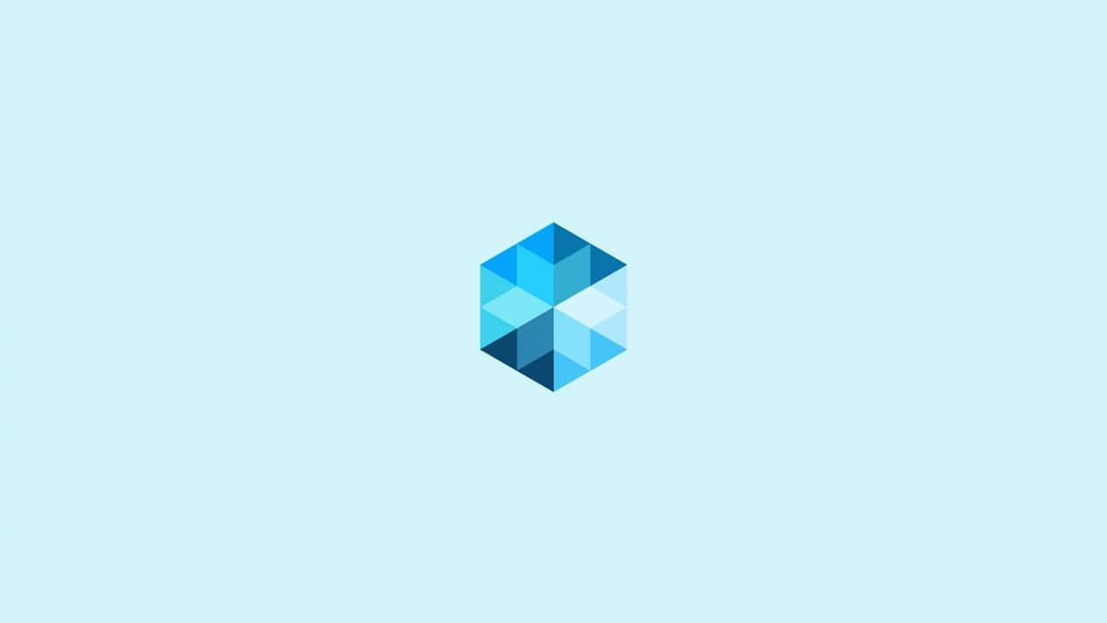 minimalist design, geometric cube, blue triangular facets, SD Desktop Wallpaper