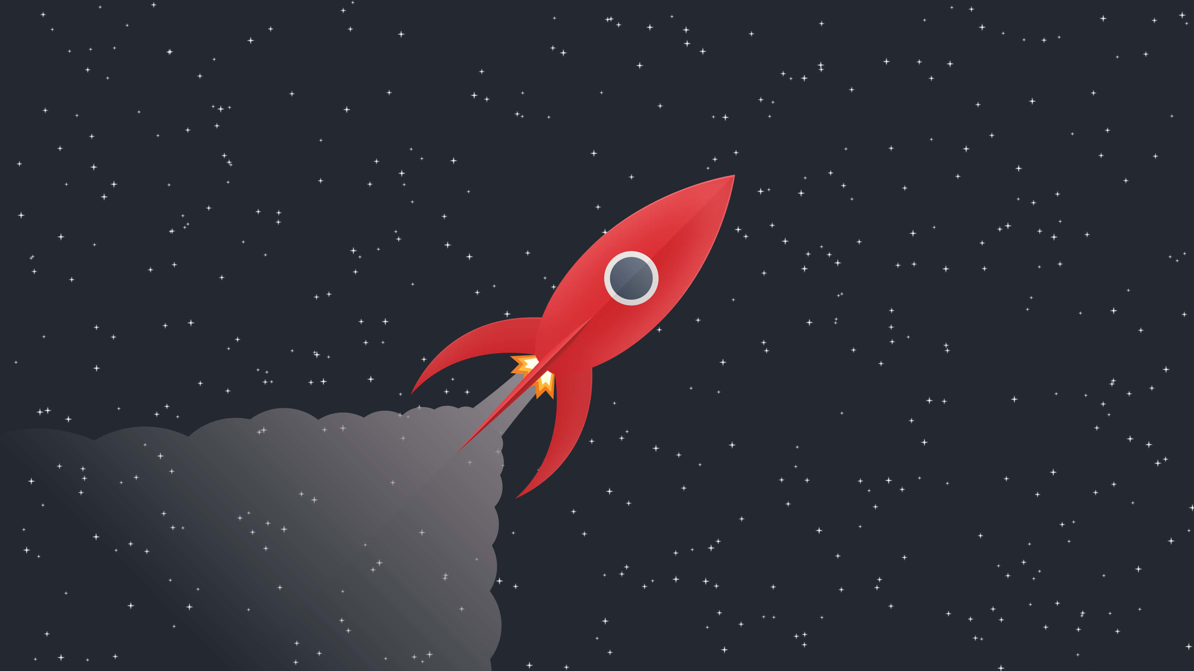 minimalist space, red rocket, starry night sky, 4K Desktop Wallpaper