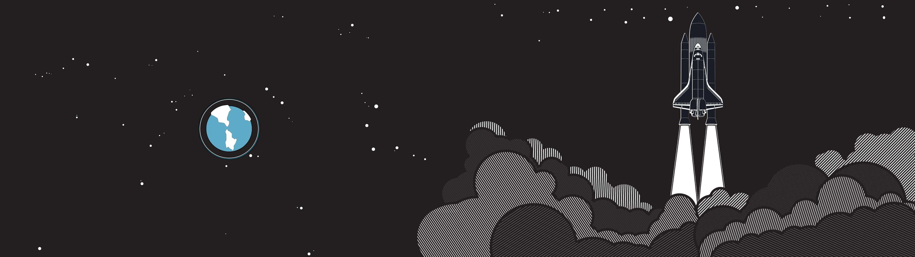 minimalist space, rocket, clouds, 4K Desktop Wallpaper