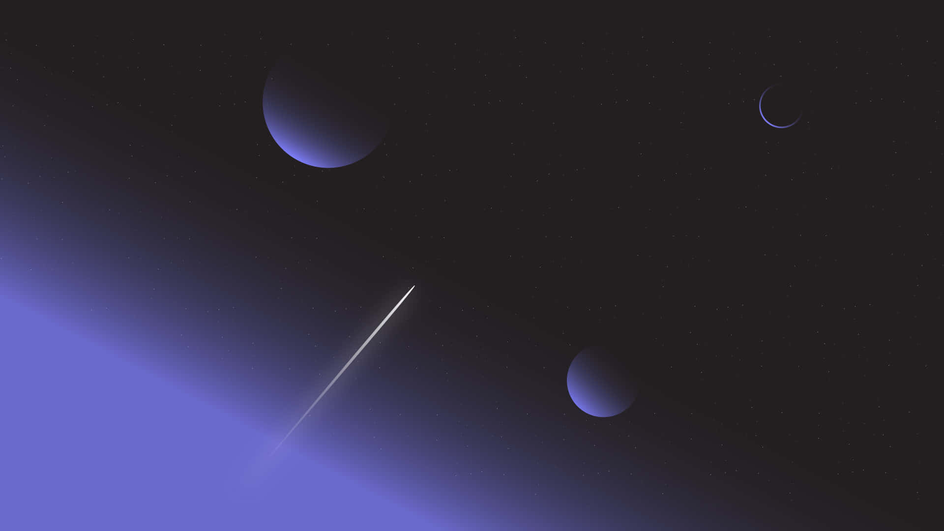minimalist space, purple planets, shooting star, Full HD Desktop Wallpaper