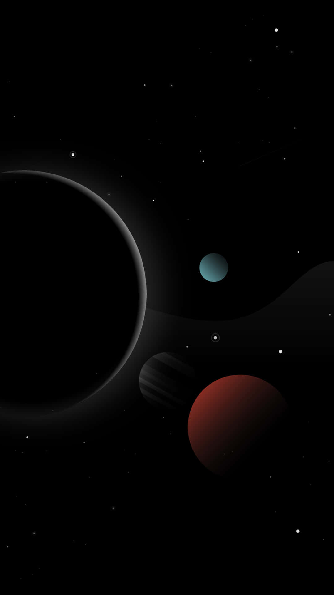 minimalist space, planets, stars, Full HD Phone Wallpaper