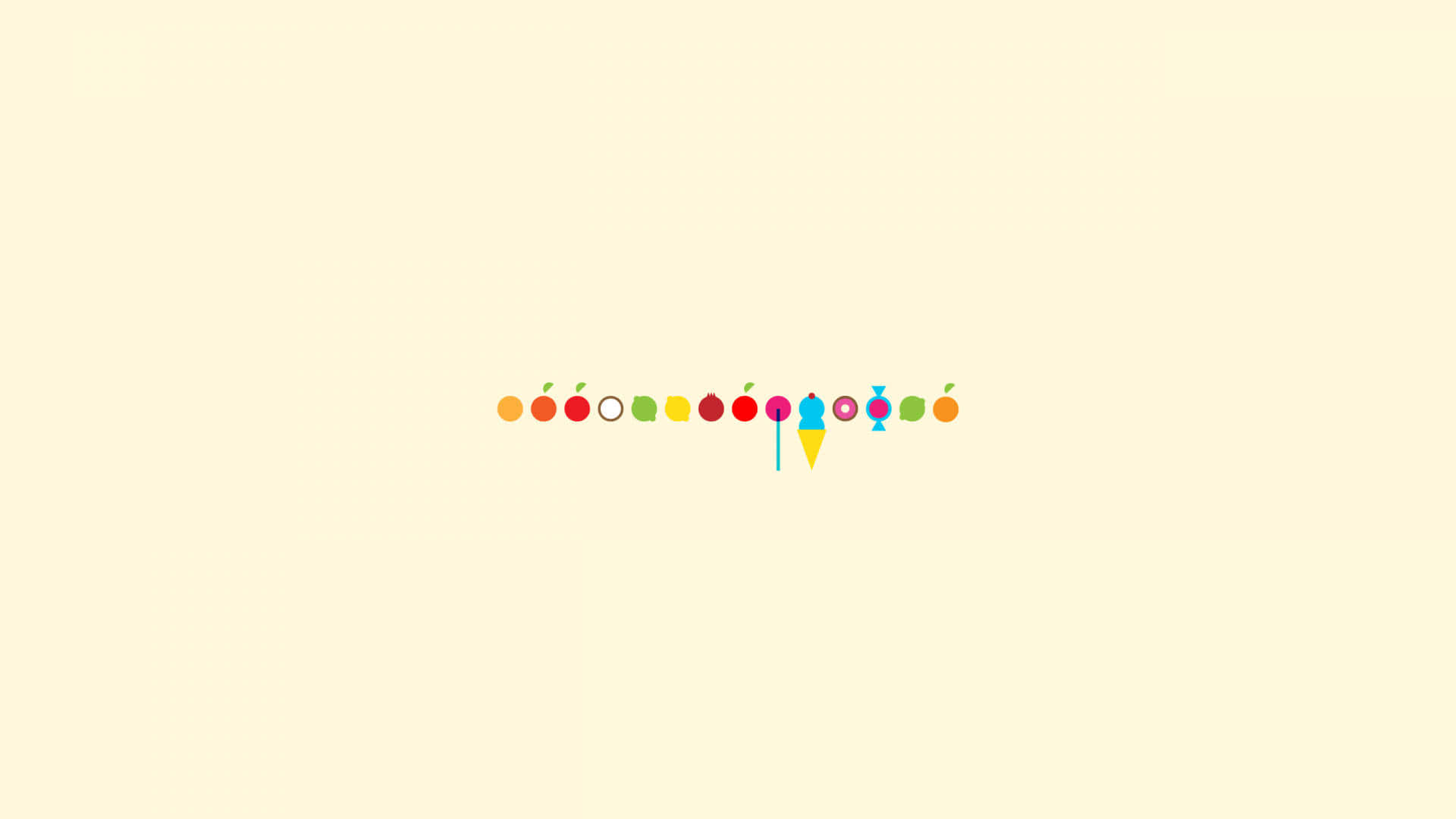 minimalist geometric background, colorful simple icons, fruits, Full HD Desktop Wallpaper