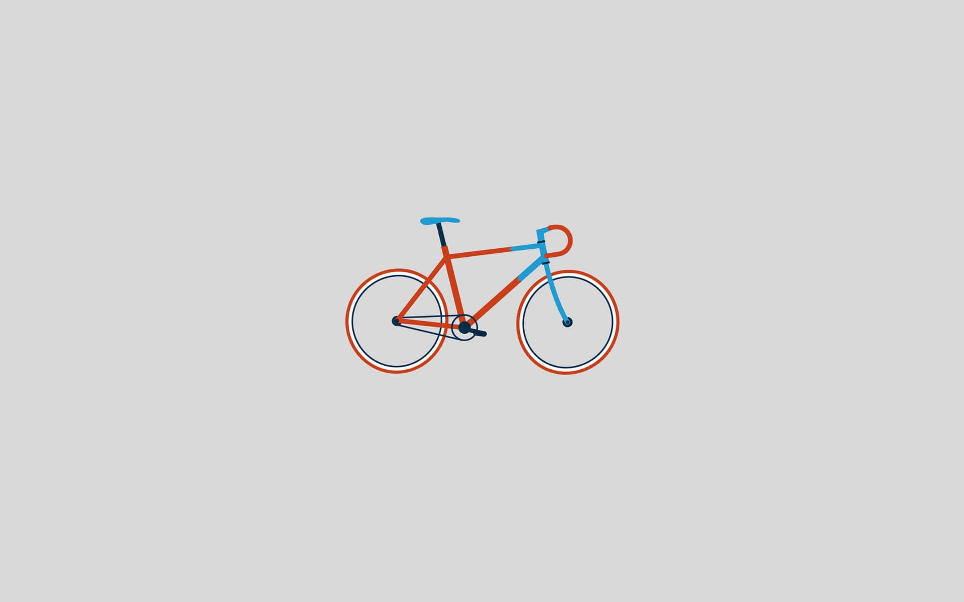 minimalist sports, bicycle, orange and blue lines, Full HD Desktop Wallpaper