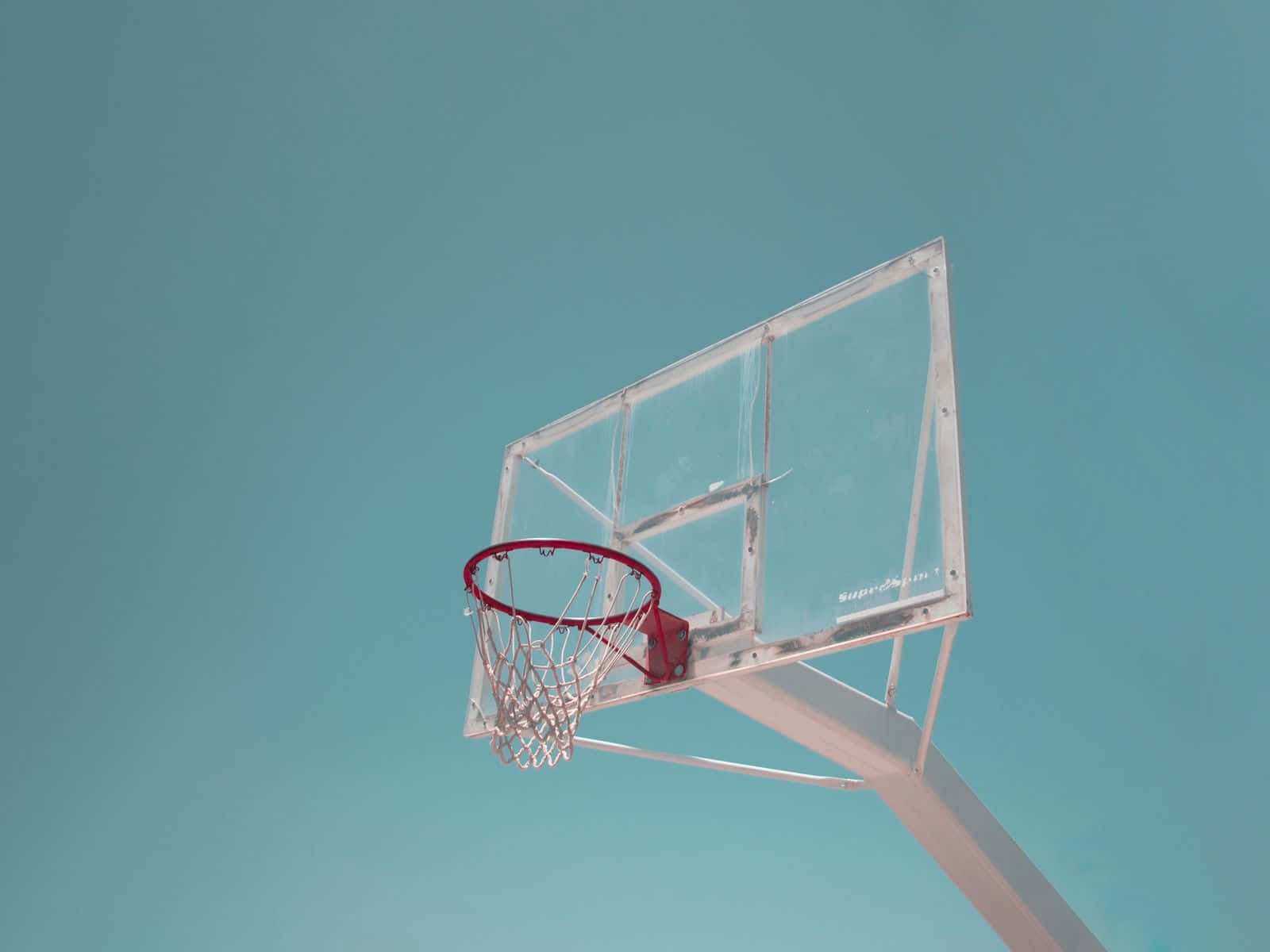 basketball hoop, red rim, clear backboard, HD Desktop Wallpaper
