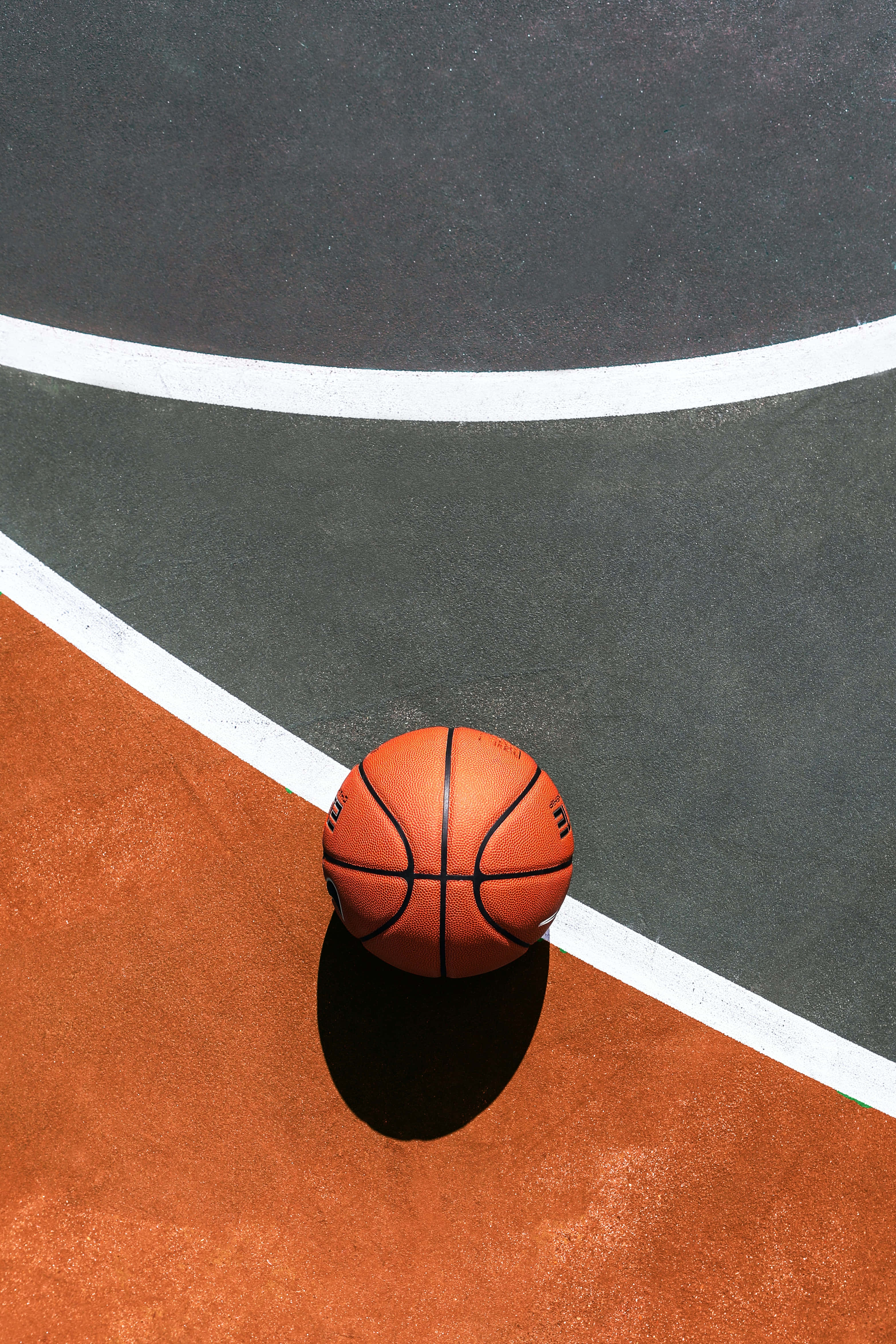 basketball, court, orange and gray surface, 4K Phone Wallpaper