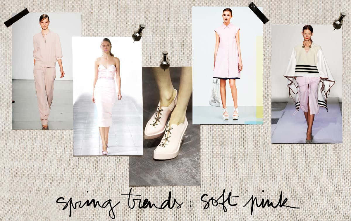 spring fashion, soft pink outfits, textured wall, SD Desktop Wallpaper