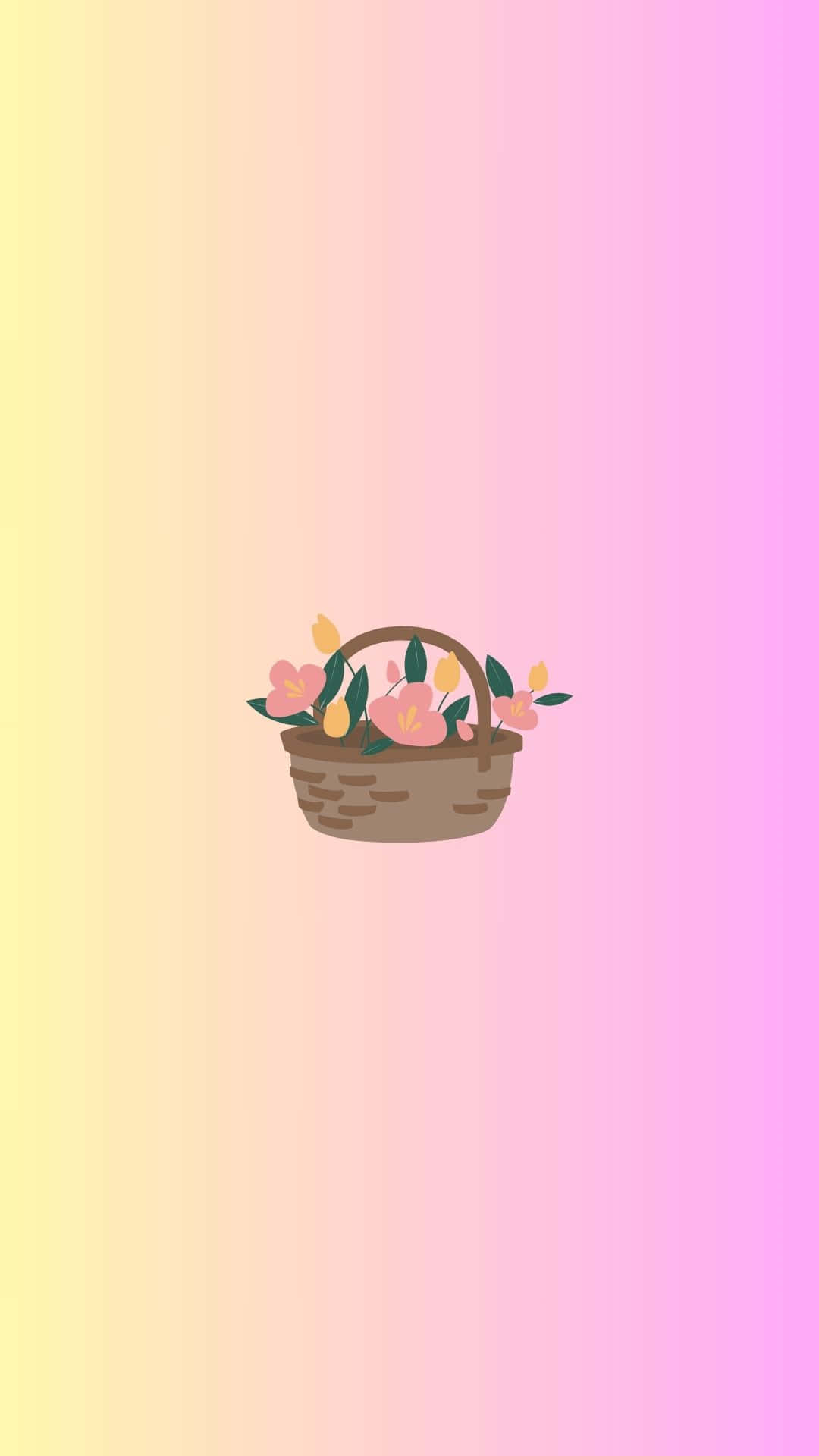springtime floral basket, pastel backdrop, woven basket, Full HD Phone Wallpaper