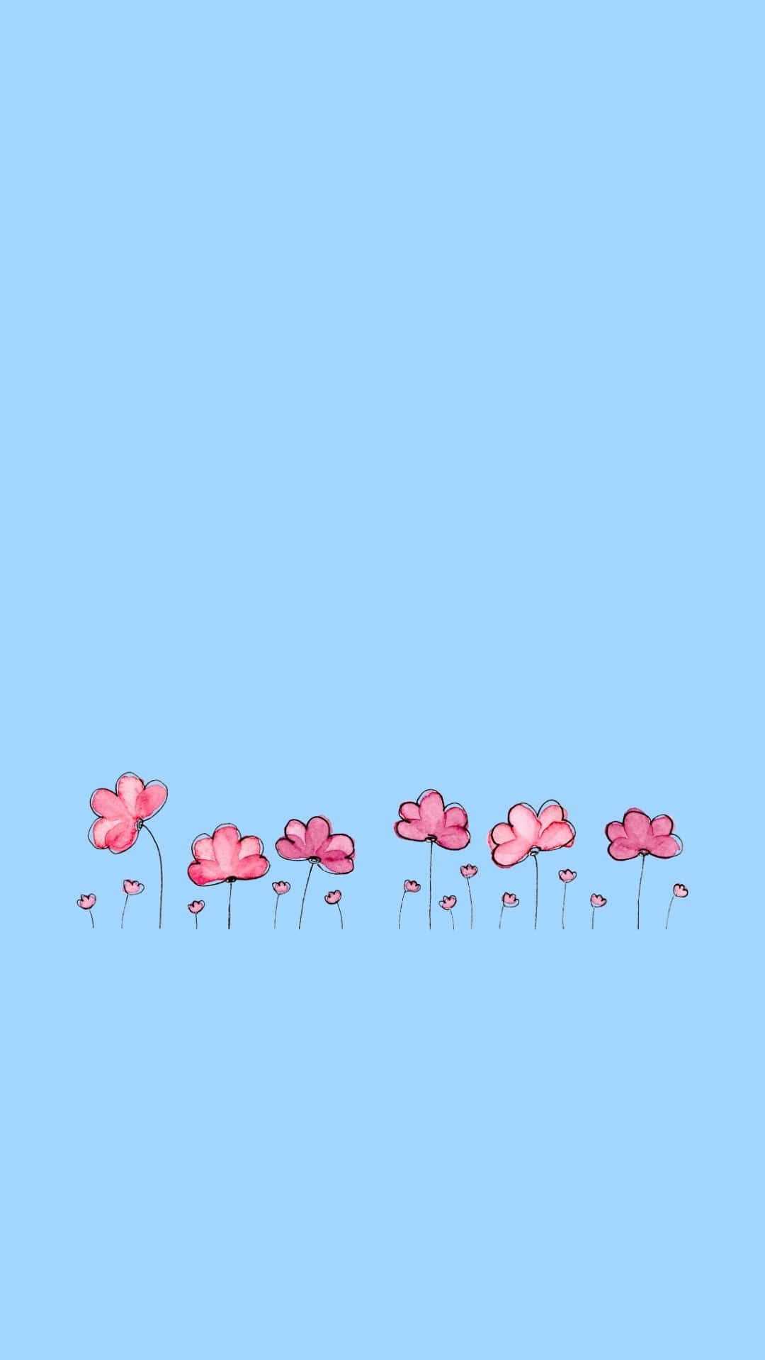 minimalist spring flowers, pink flowers, thin stems, Full HD Phone Wallpaper