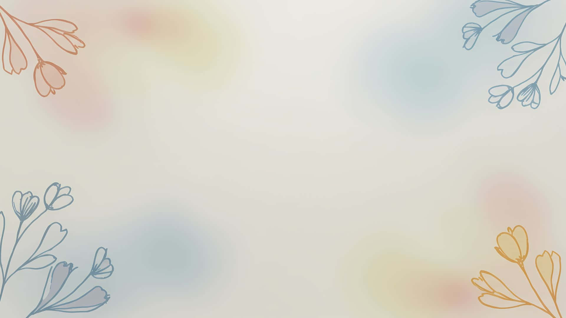 pastel watercolor washes, delicate hand-drawn floral outlines, creamy background, Full HD Desktop Wallpaper
