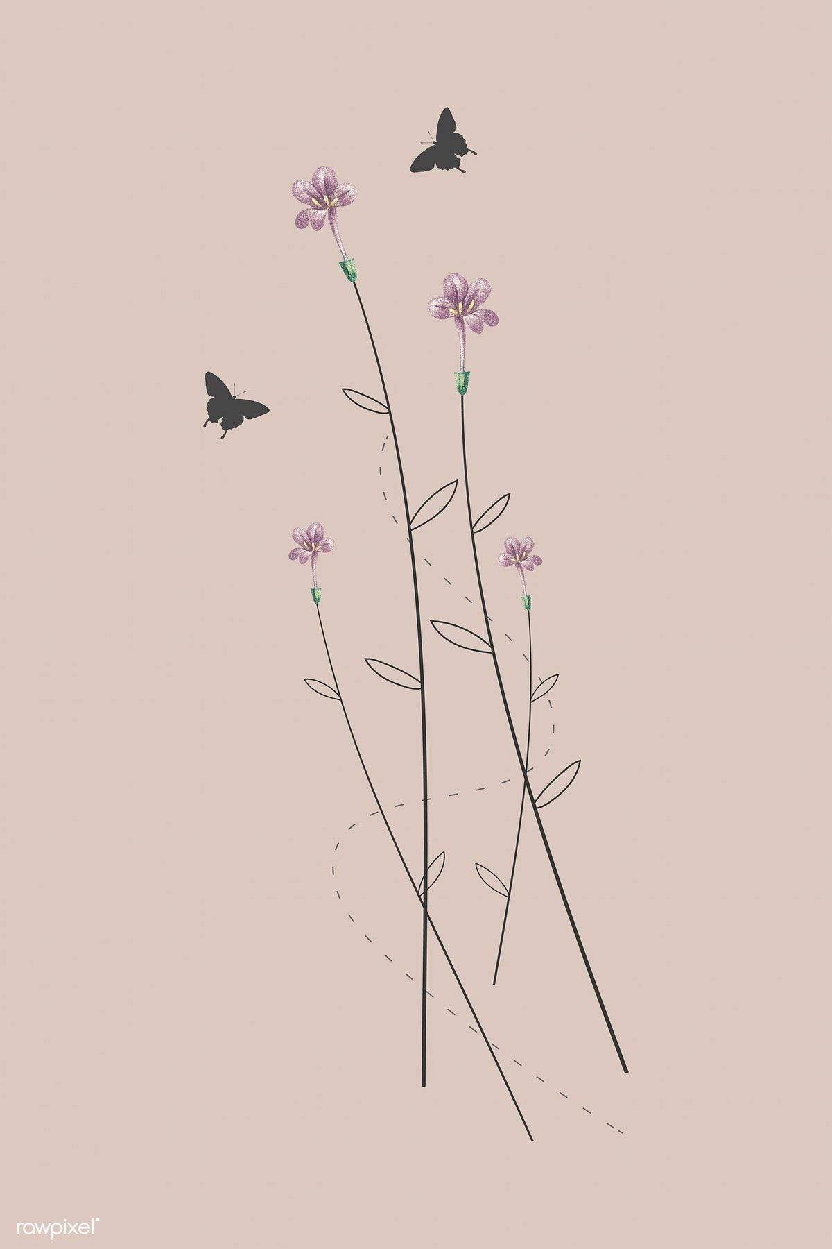 Blooming Peonies, purple flowers, black butterflies, HD Phone Wallpaper