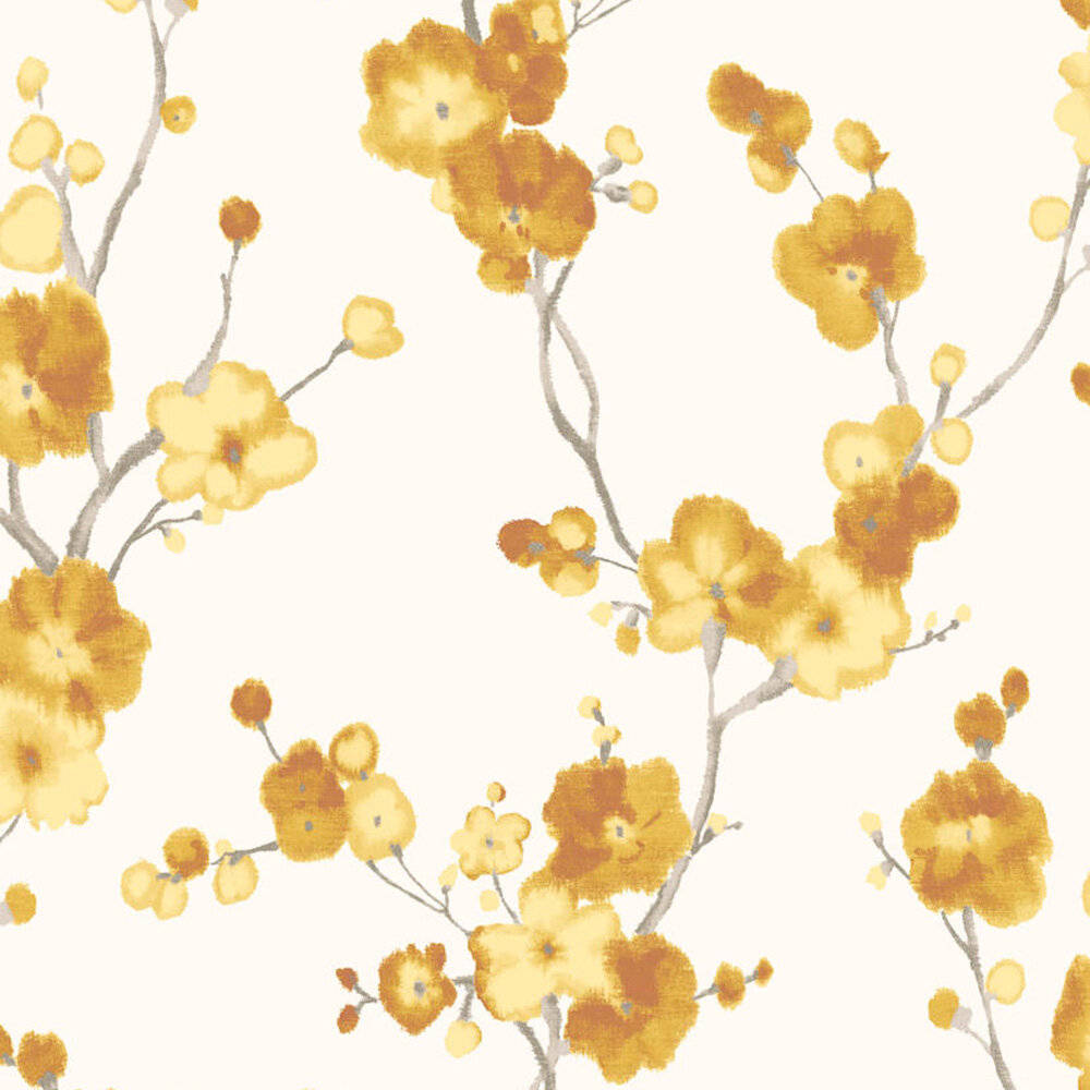Minimalist Spring, yellow blossoms, slender gray branches, SD Desktop Wallpaper
