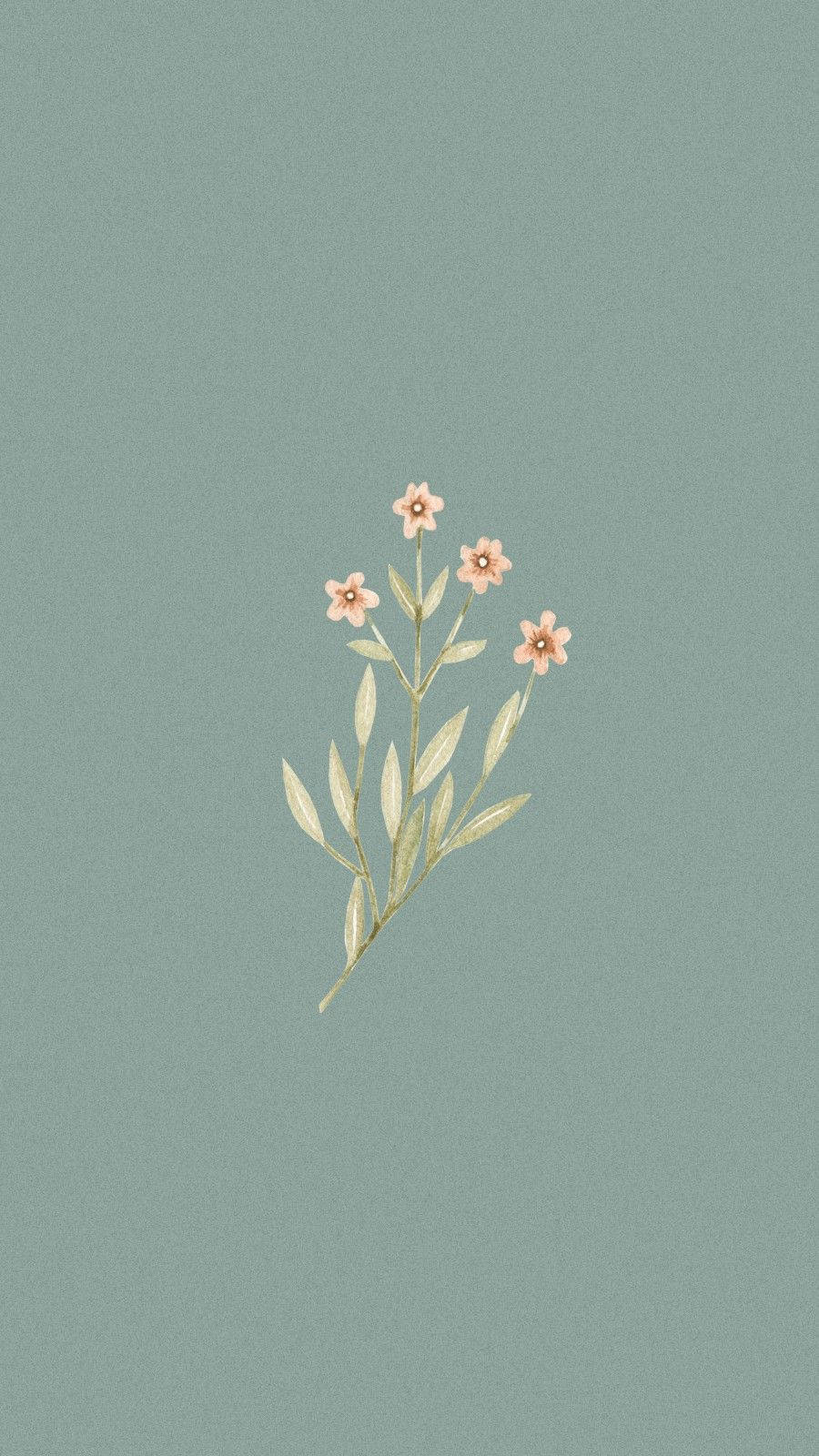 pale pink flowers, slender leaves, muted sage green, HD Phone Wallpaper