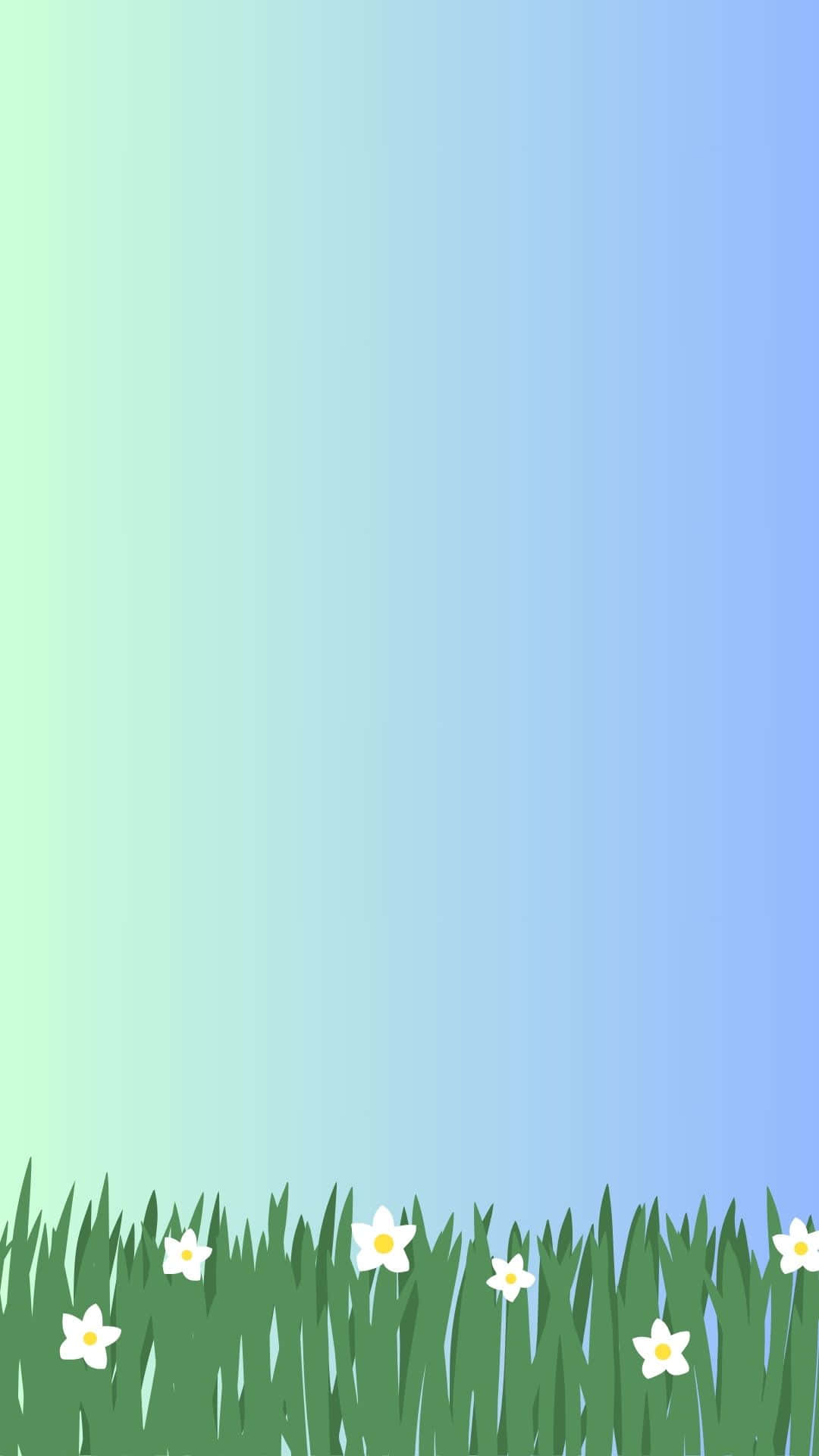 mint green, sky blue, grassy foreground, Full HD Phone Wallpaper