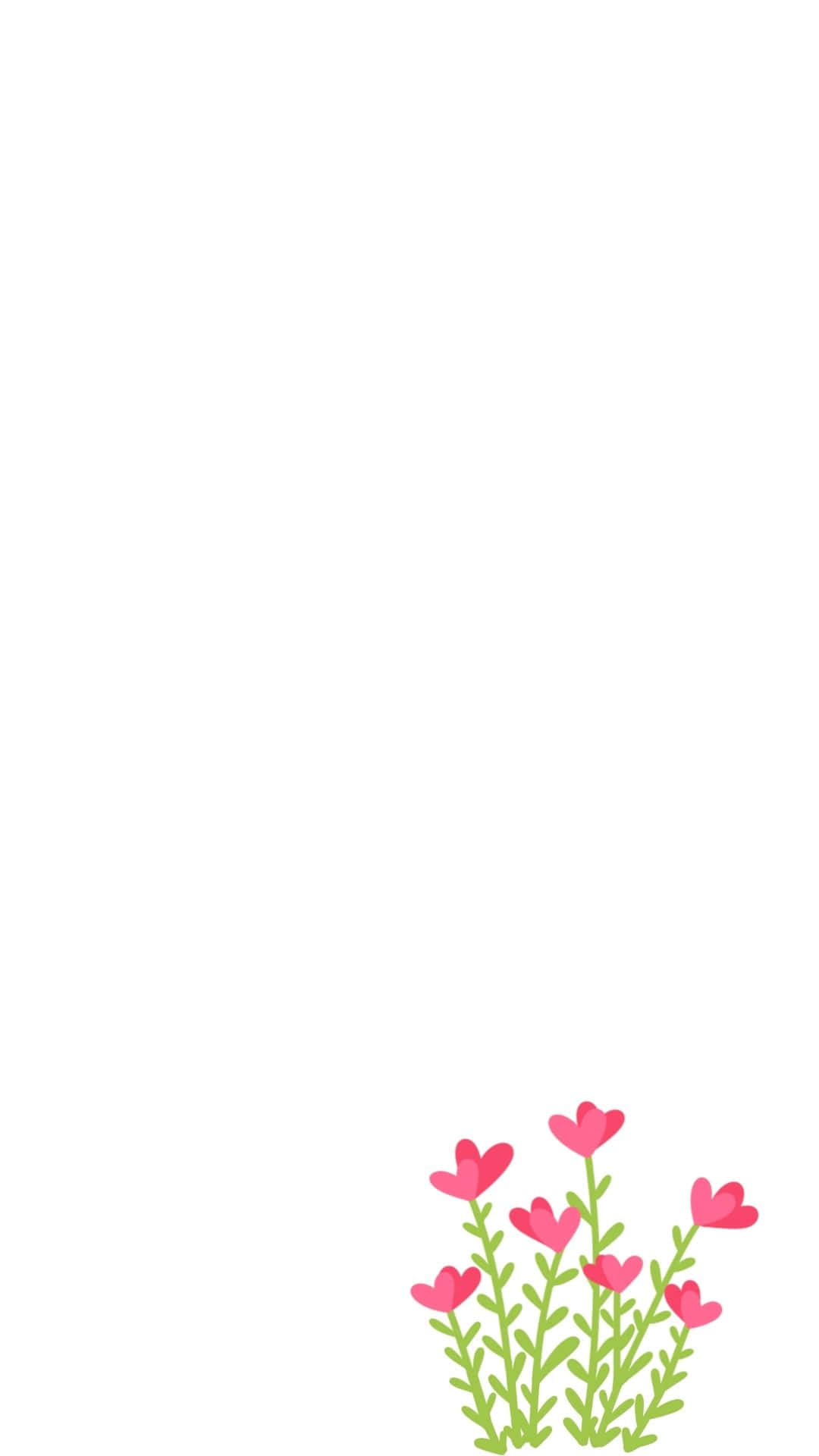 pink heart-shaped flowers, green stems, bottom right corner, Full HD Phone Wallpaper