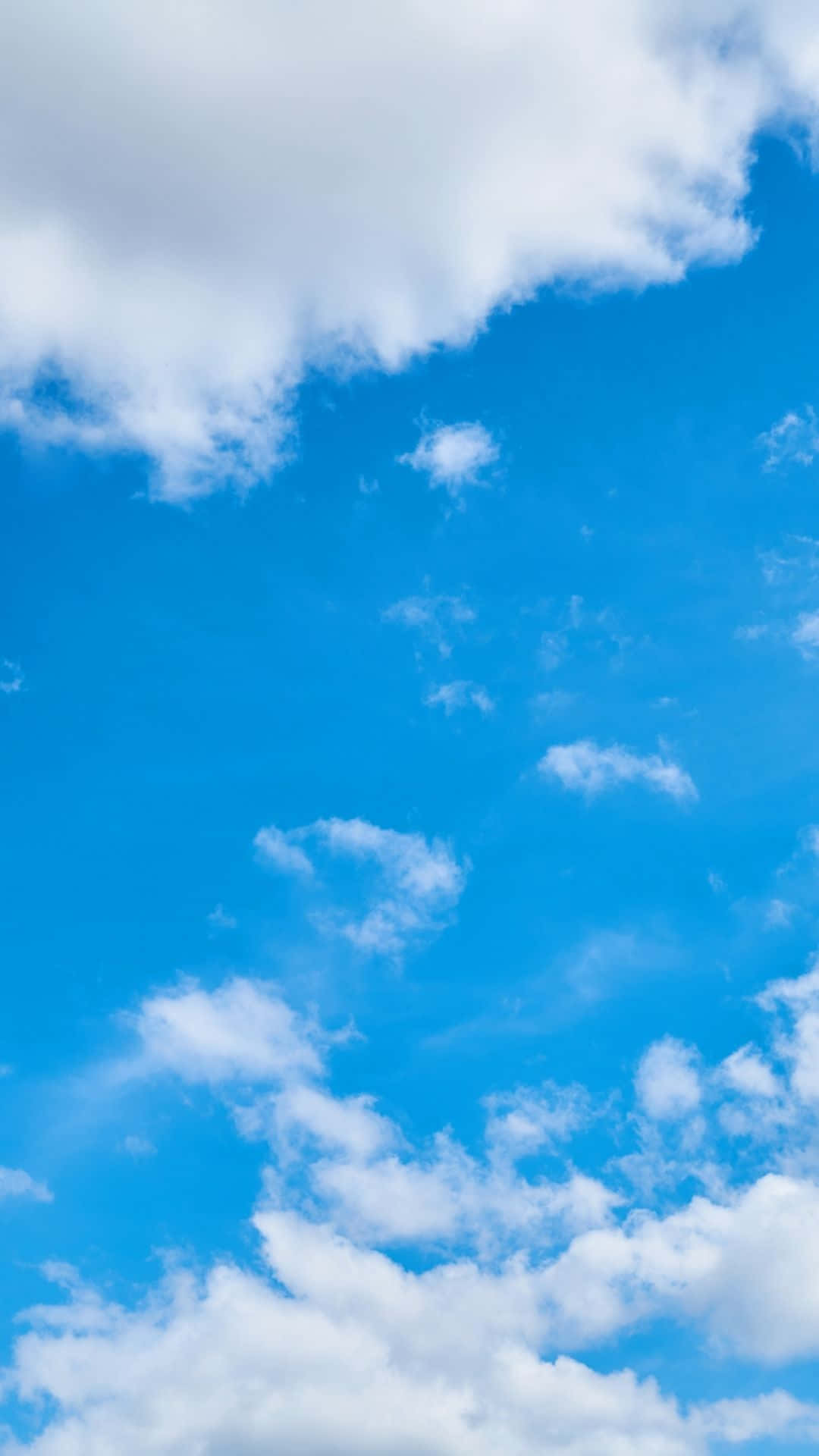 minimalist spring sky, vibrant azure sky, fluffy white clouds, Full HD Phone Wallpaper