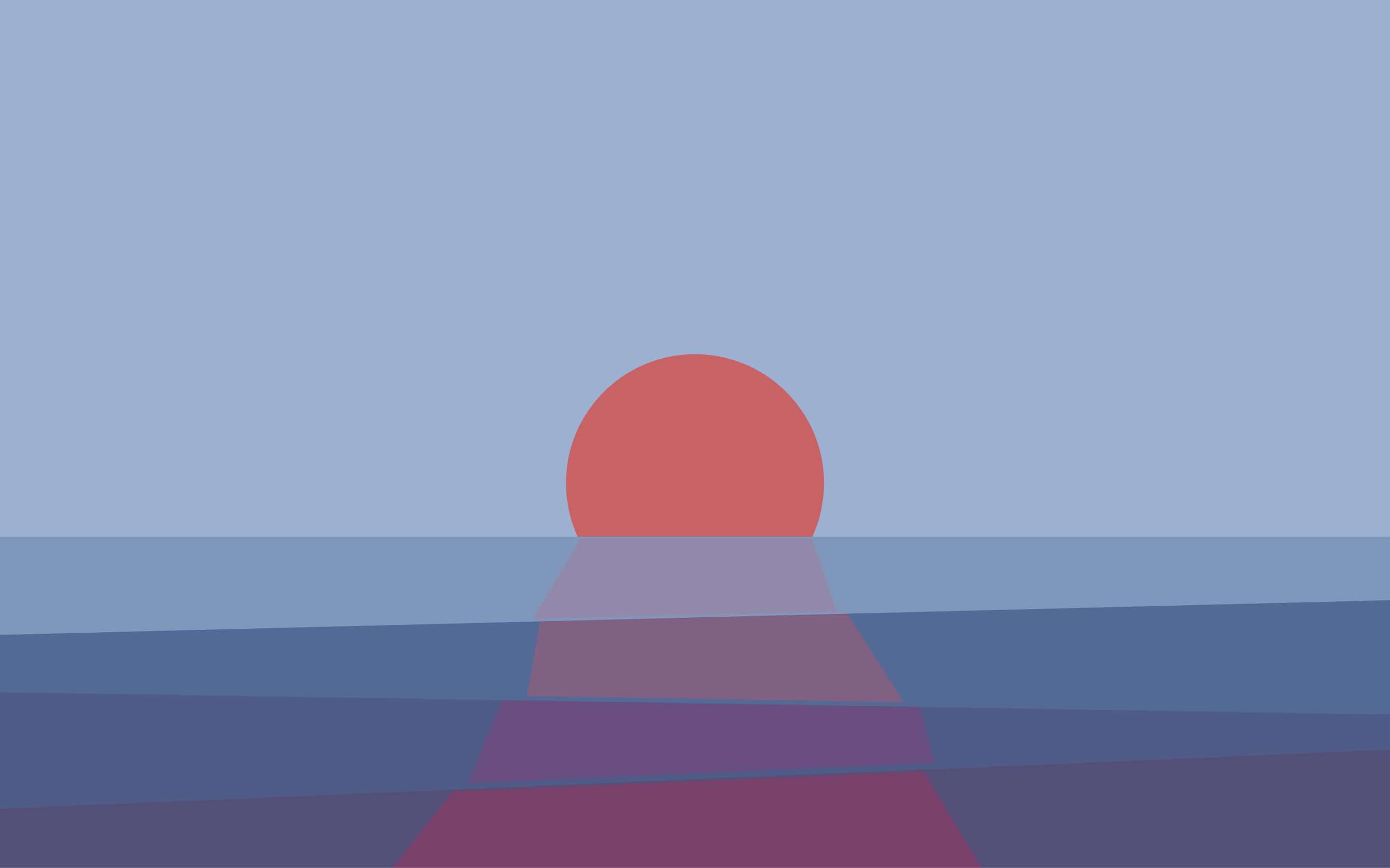 minimalist sunset, red sun, blue and purple horizontal bands, 2K Desktop Wallpaper