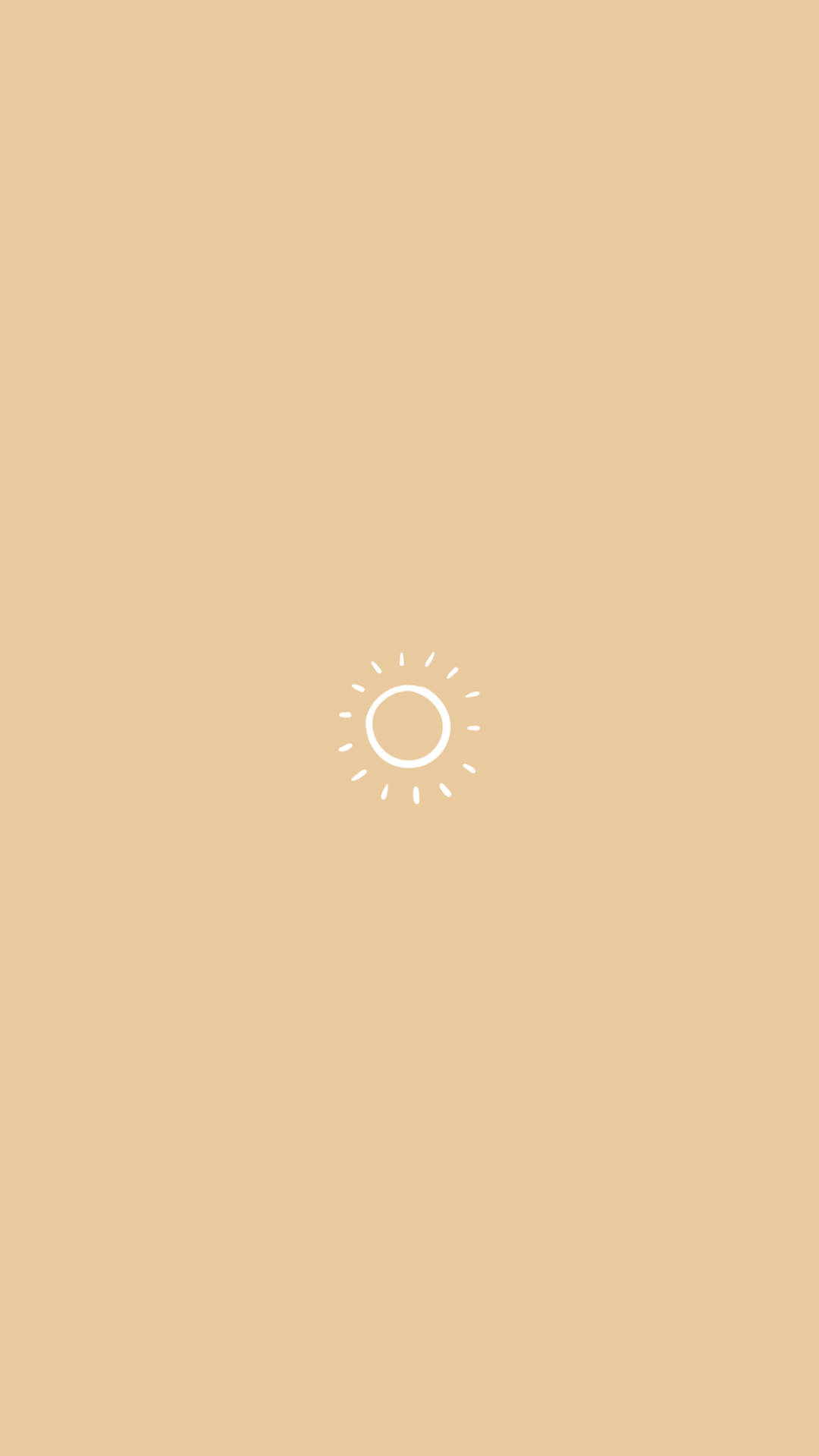 minimalist, white sun icon, beige background, Full HD Phone Wallpaper