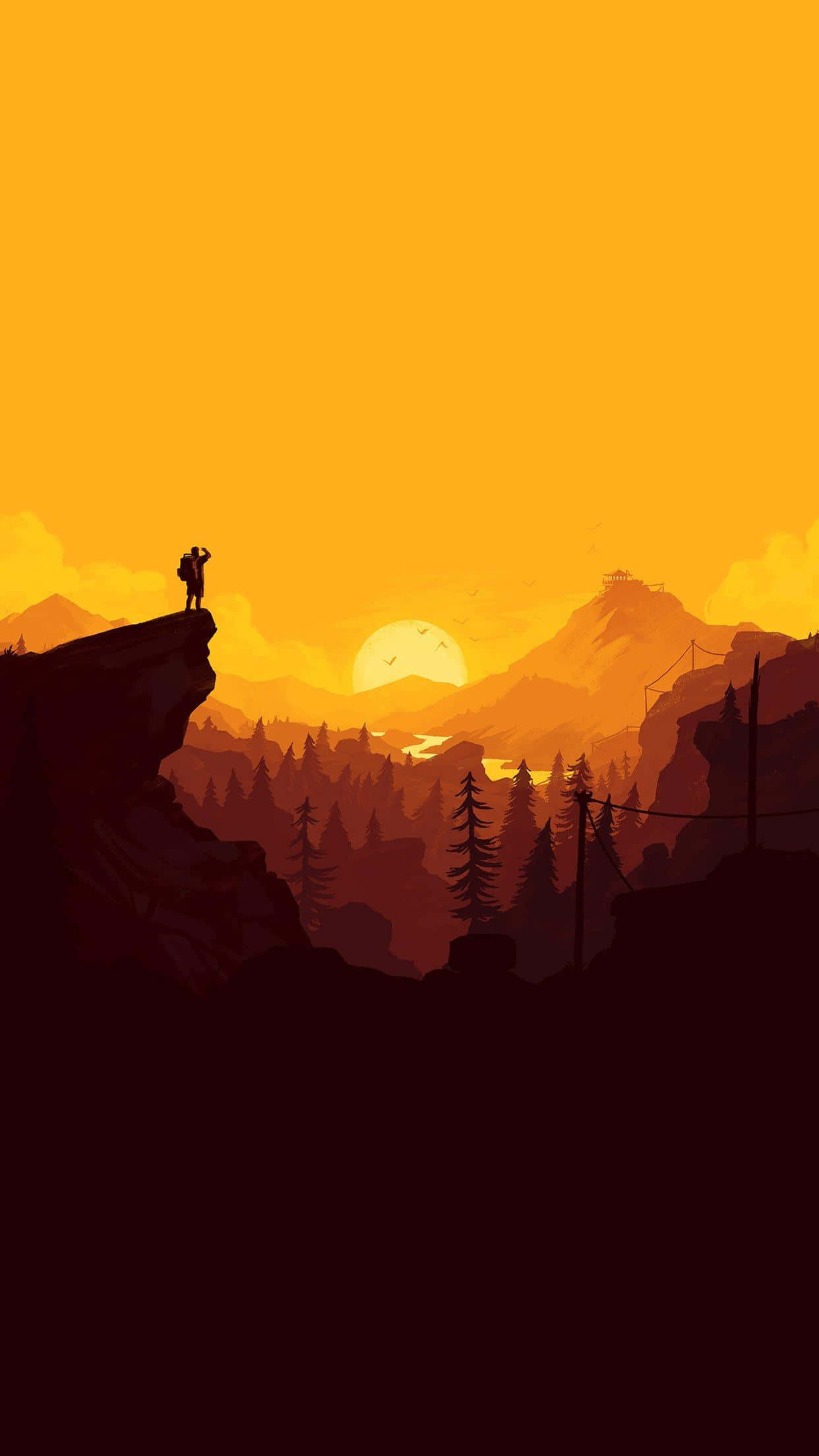 Minimalist Sunset, sunset, cliff, Full HD Phone Wallpaper