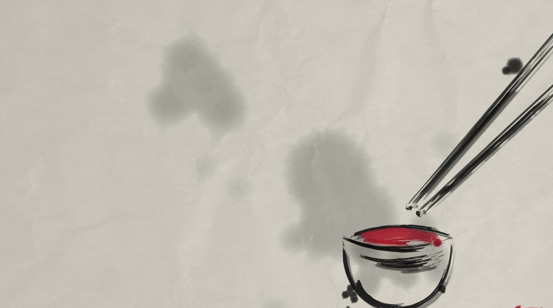Japanese Minimalist, chopsticks, red sushi piece, Full HD Desktop Wallpaper