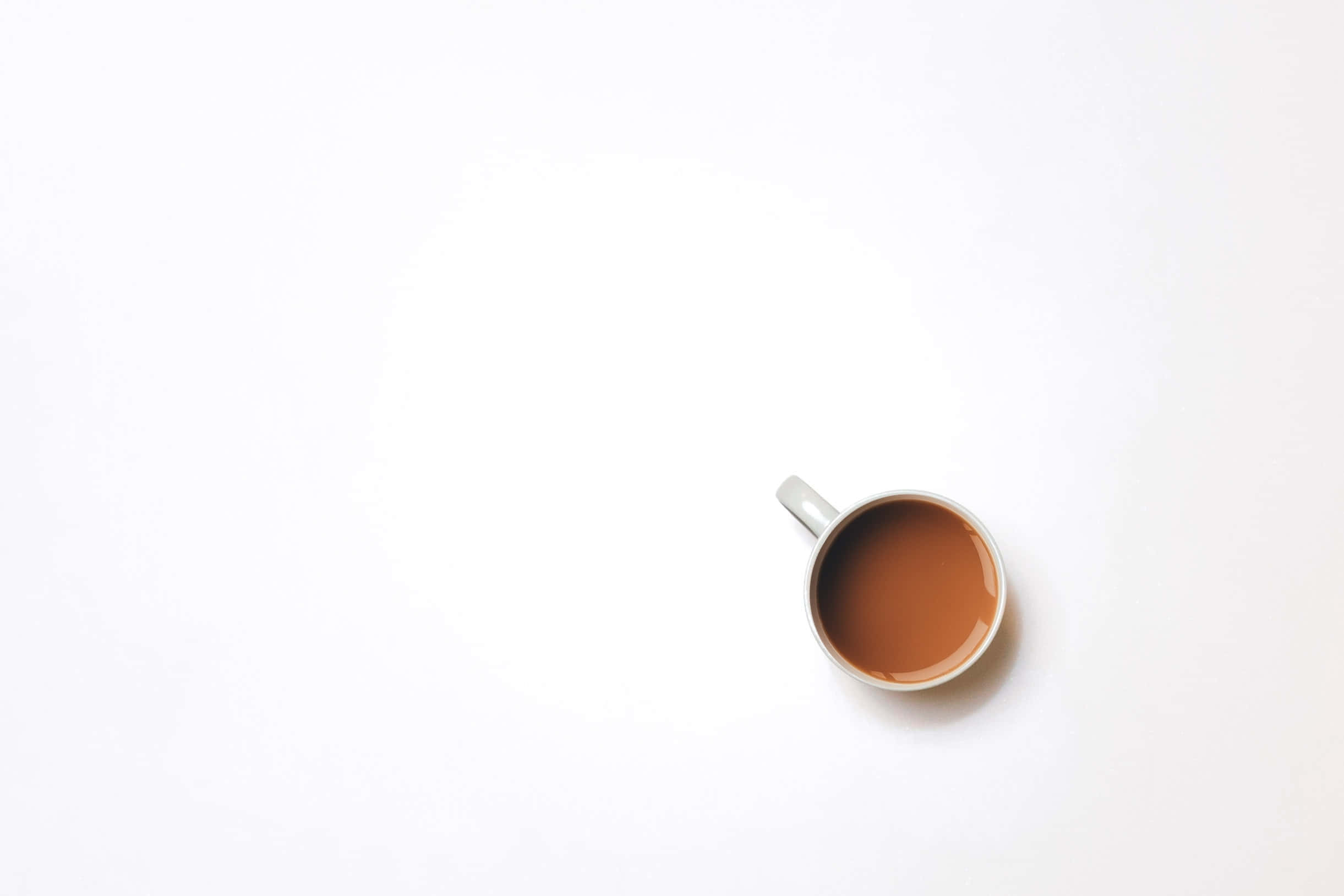 white ceramic mug, brown liquid, plain white surface, Full HD Desktop Wallpaper