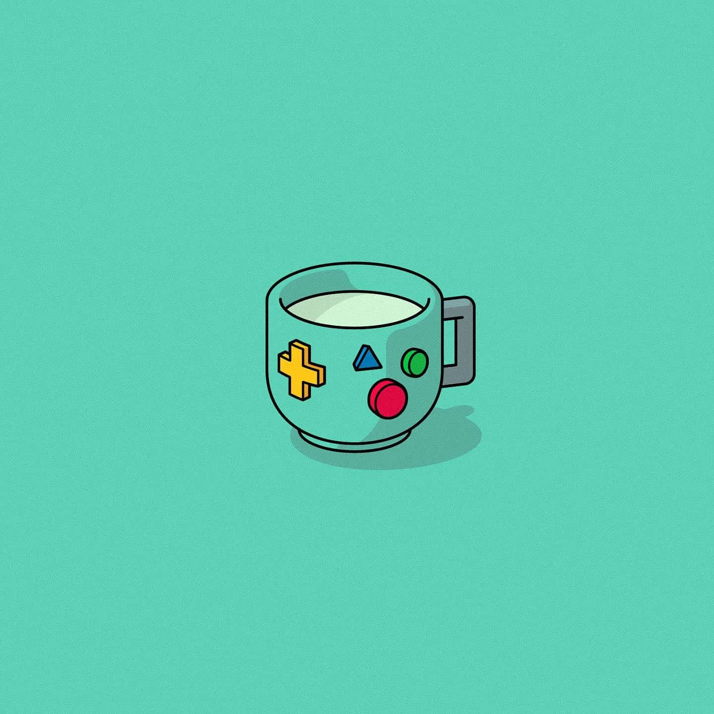 teal mug, milk, game controller design, HD Desktop Wallpaper