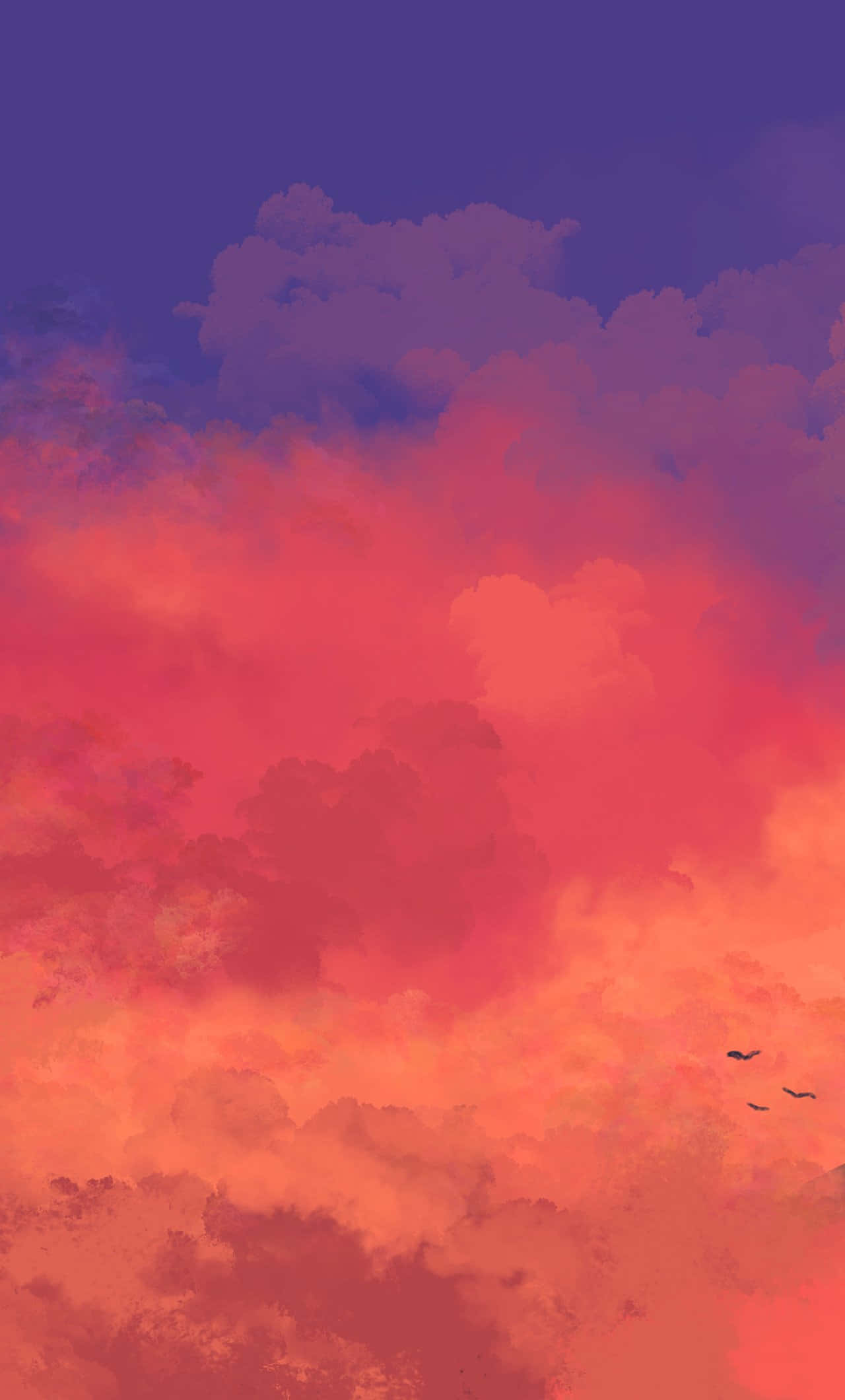 4K Minimalist Phone, vibrant sunset sky, fiery orange and pink clouds, Full HD Phone Wallpaper