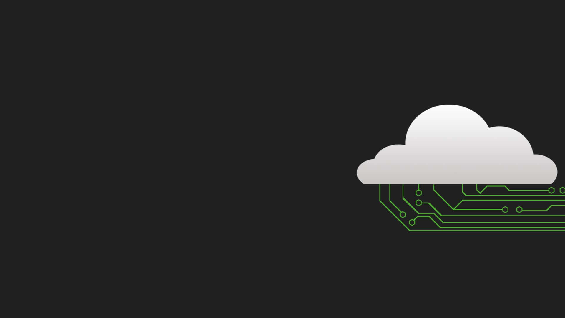 Minimalist Technology, white cloud, green circuit board lines, Full HD Desktop Wallpaper