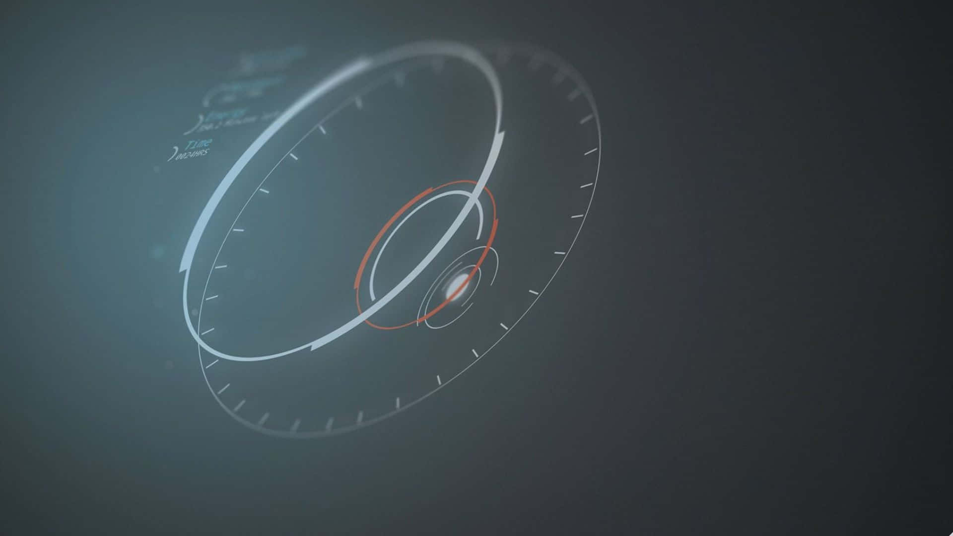 holographic interface, glowing white and orange orbital rings, dark gray background, Full HD Desktop Wallpaper