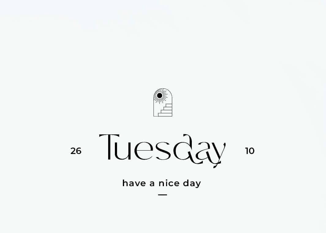 minimalist typography, Tuesday, sun icon, SD Desktop Wallpaper