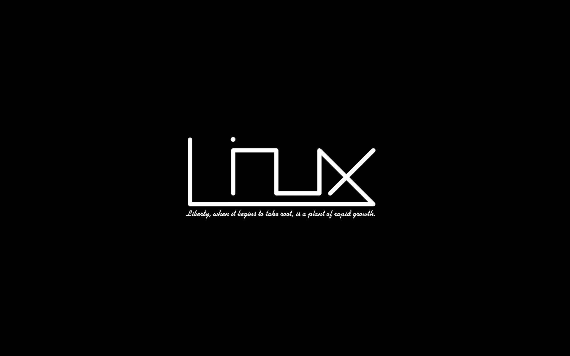 Minimalist Linux Desktop Typography Art, black background, white stylized Linux logo, Full HD Desktop Wallpaper